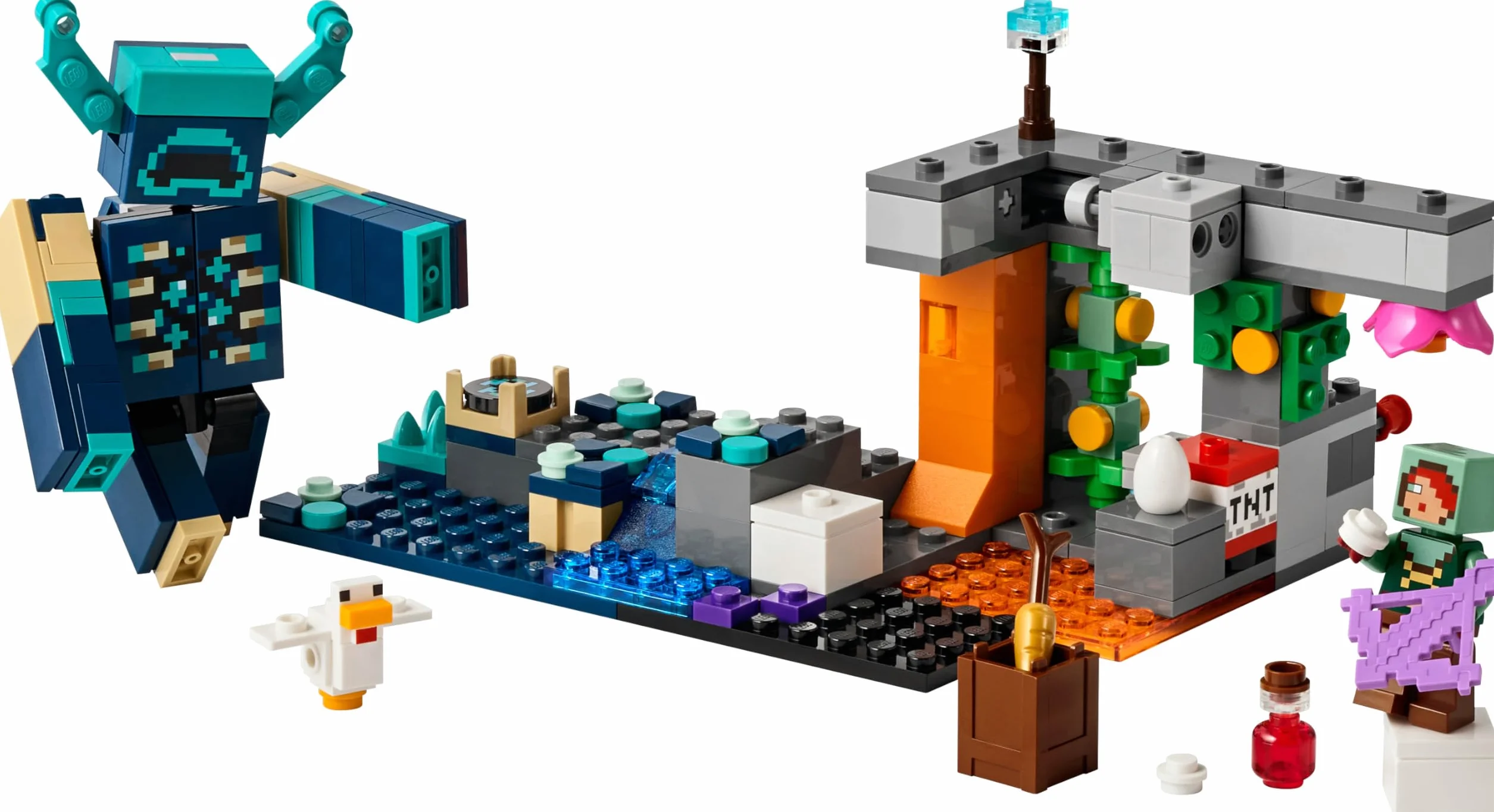 LEGO Minecraft La Rencontre avec Le Warden 21274 Jouet Interactif Minifigurine Figurine de Mob Fonction TNT Chute de Rocher