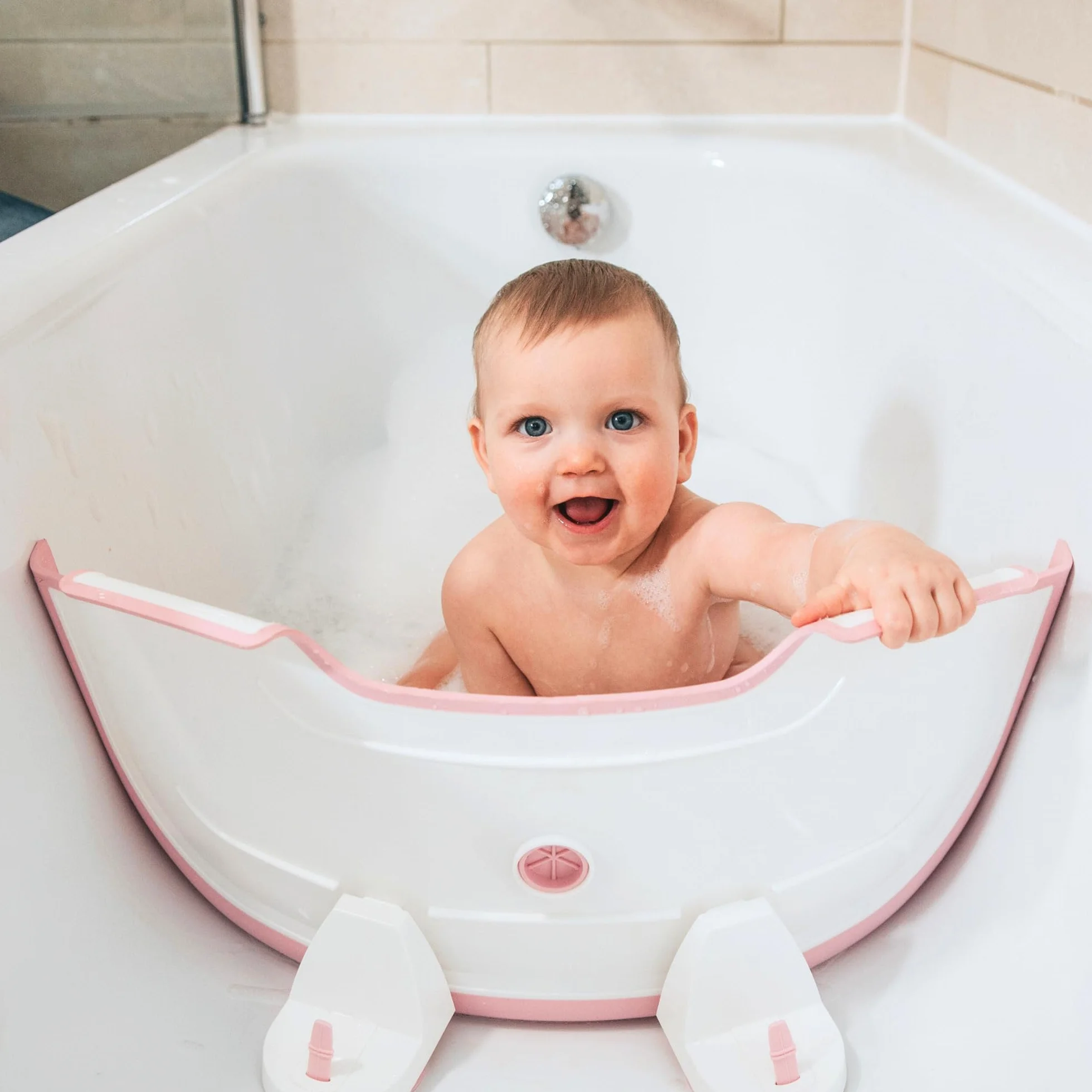 BABYDAM Réducteur de Baignoire Bébé Blanc Rose