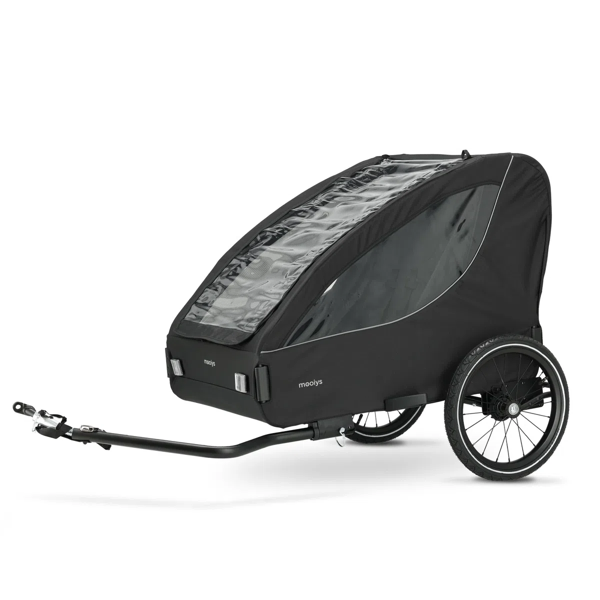 Track Remorque de vélo pour 2 enfants à partir de 9 mois jusqu'à 22 kg/120 cm/6 ans, pliable compact, avec panier de rangement et harnais à 5 points, max. 45 kg, noir