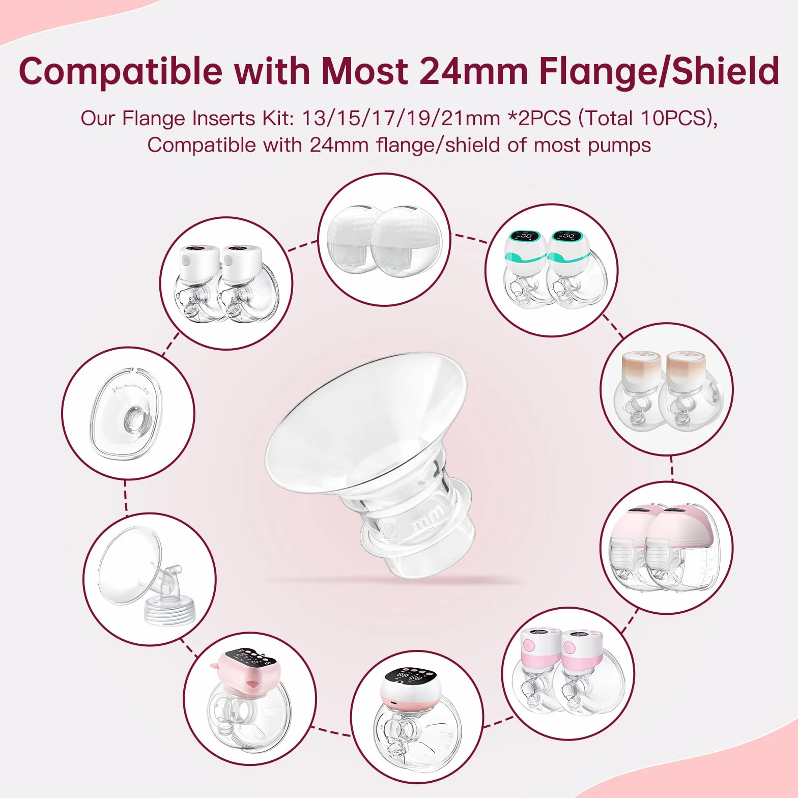 Inserts de Bride 13-21mm + Coussinet Gel Allaitement Compresse Froide Chaude, Compatibles Tire-laits