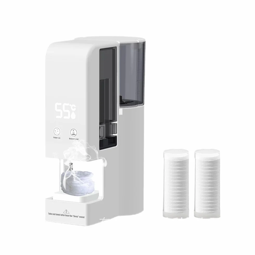 Chauffe-serviettes Visage Jetable, Chauffage Rapide 5 Secondes, Distributeur Automatique, Température Constante 55°C