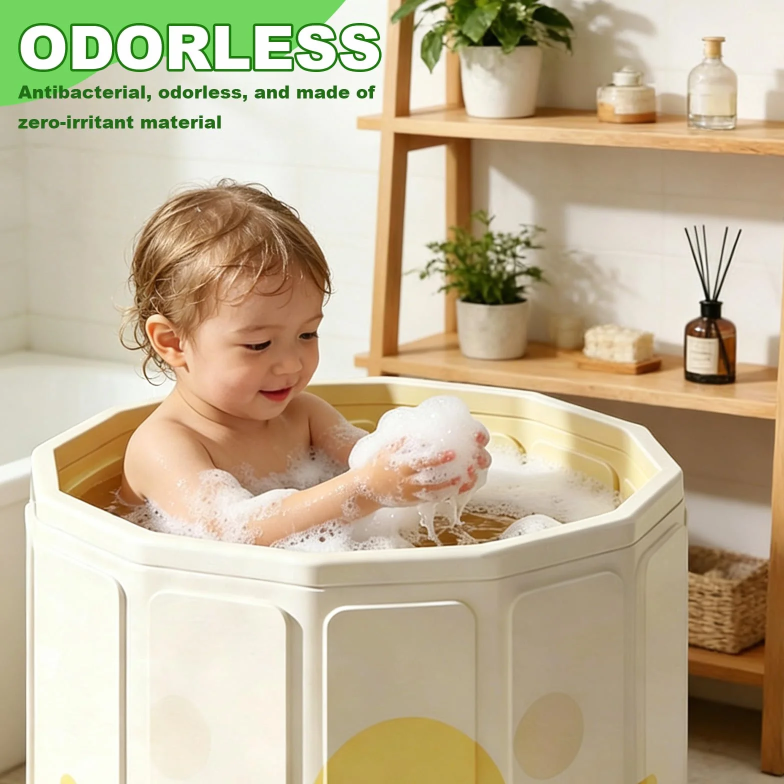Baignoire Pliable Bébé 0-5 Ans avec Bouchon de Vidange Vert