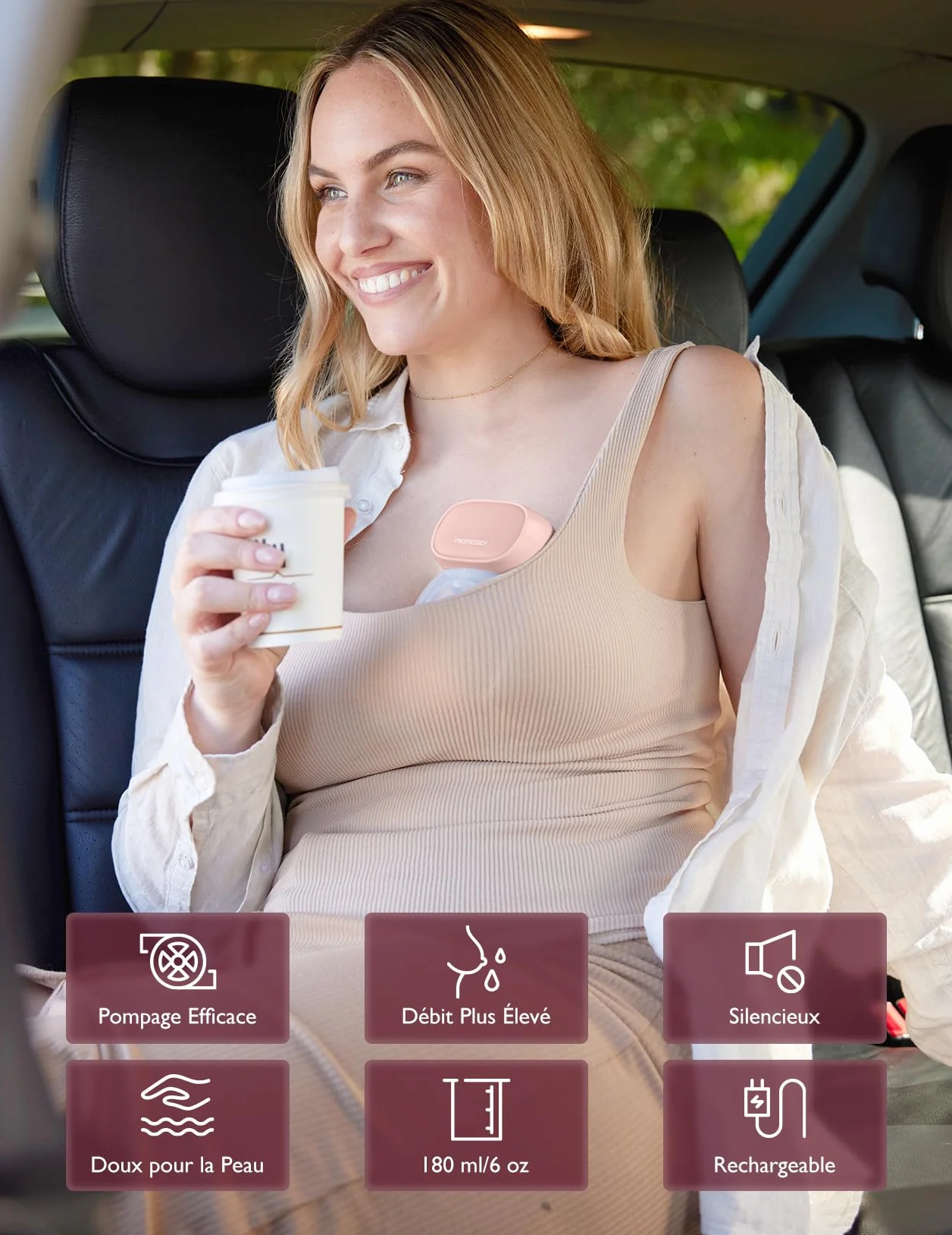 Momcozy S9 Pro Tire-lait Électrique Mains Libres, Batterie Longue Durée, Écran LED, Portable 2 Modes 9 Niveaux 24mm Rose
