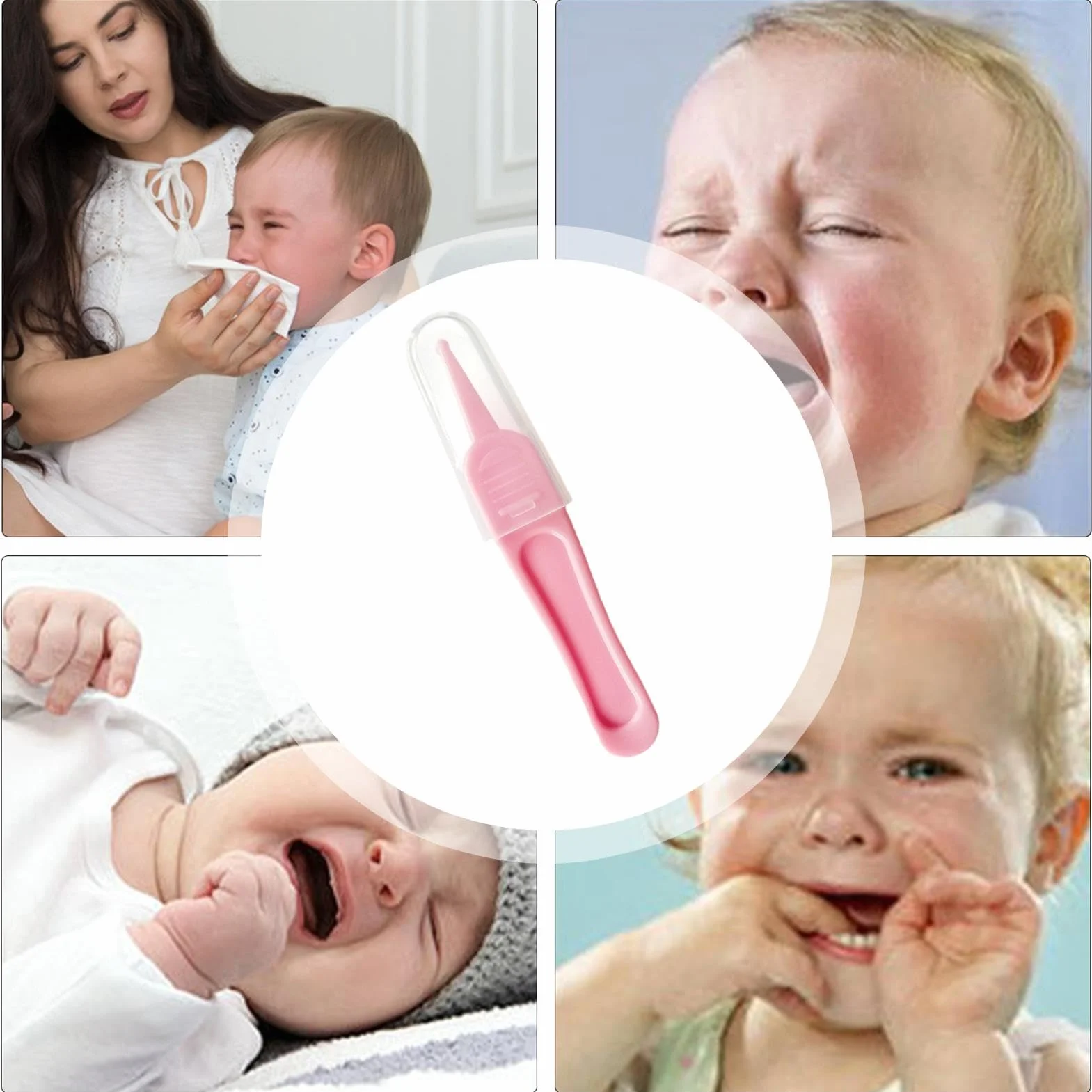 Pince à épiler pour bébés – Rond, portable, nettoyage des conduits auditifs et voies nasales