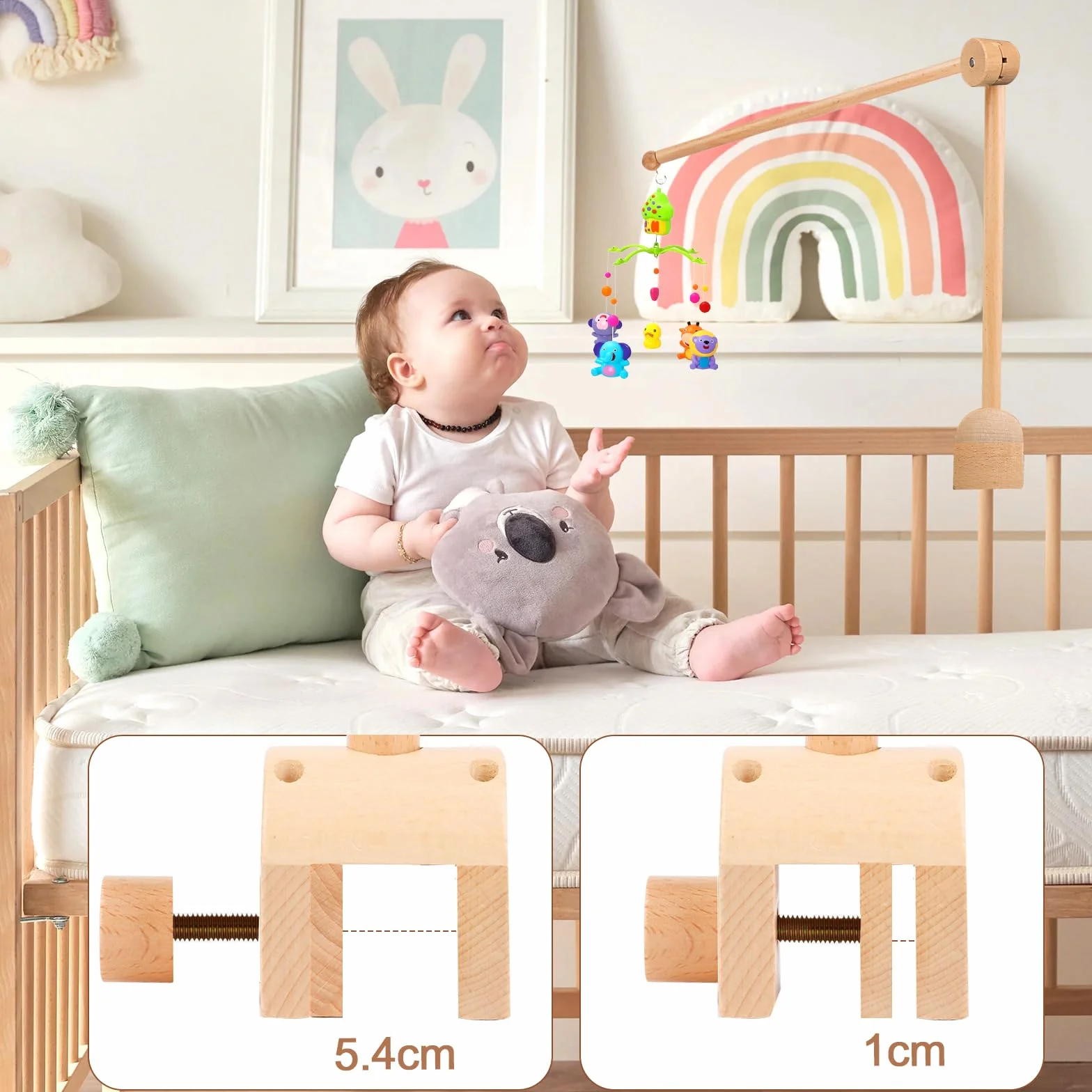 Support mobile réglable en bois pour table à langer bébé
