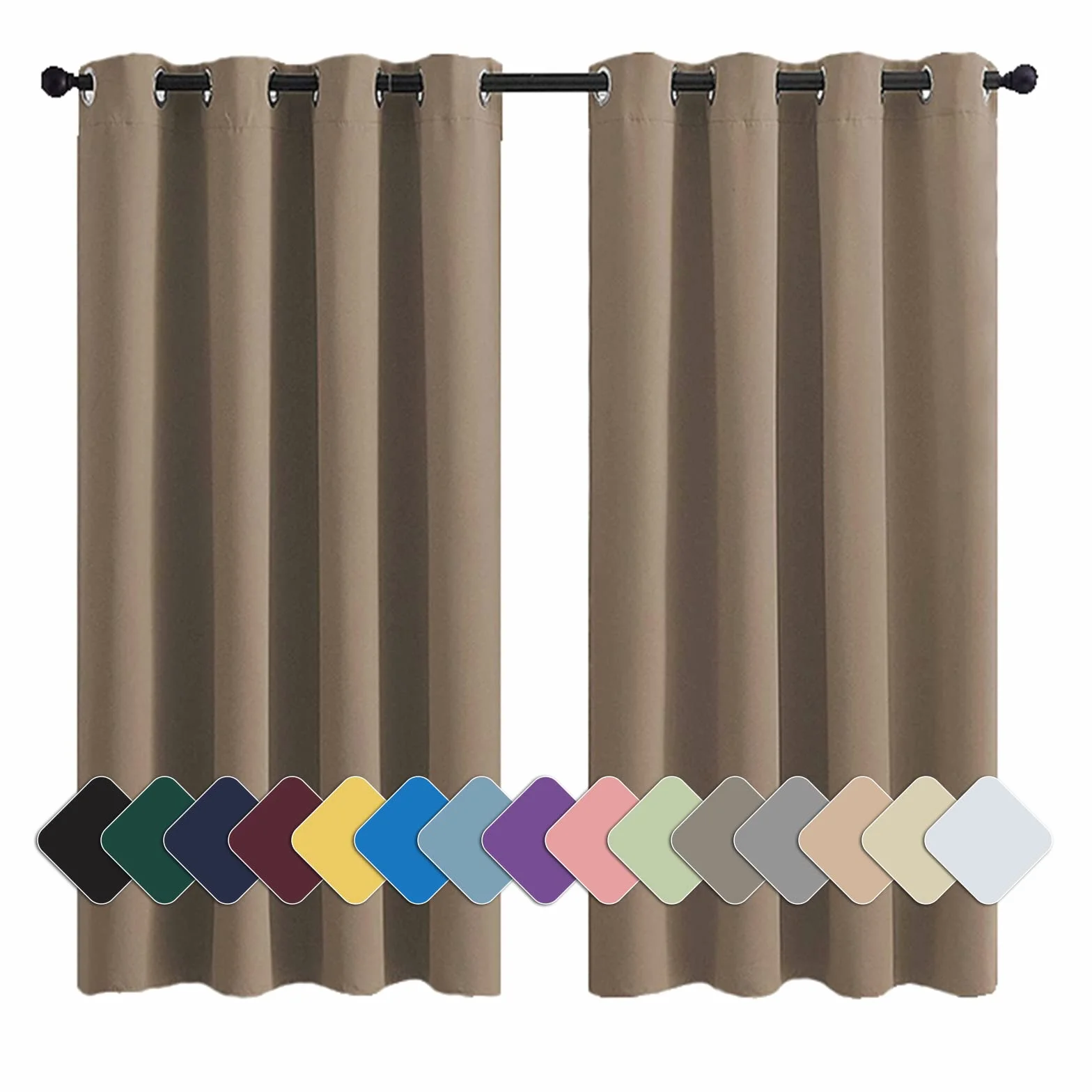Rideau Porte Occultant 90x120cm Brun Clair, Isolement Thermique Insonorisation