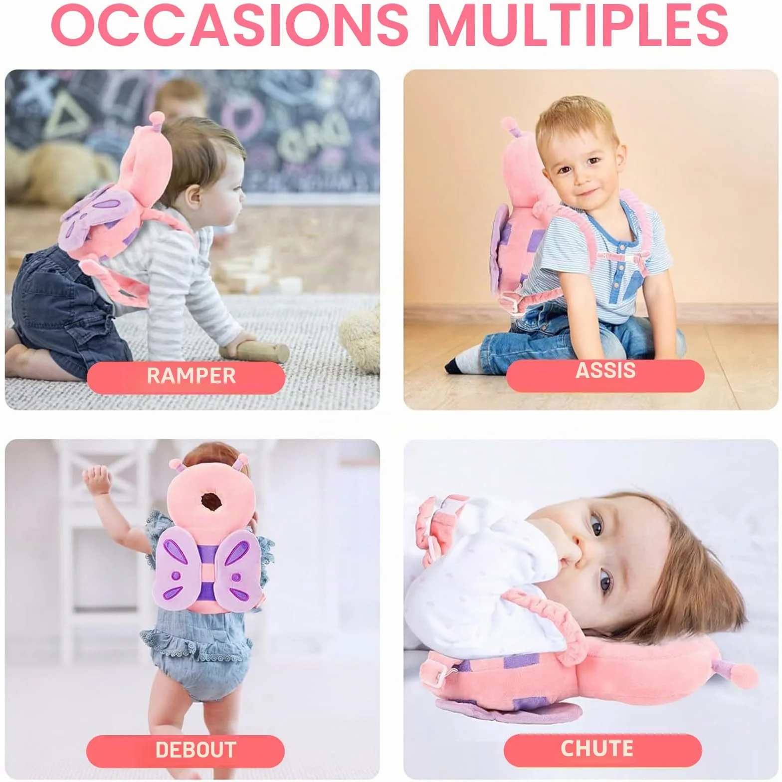 Coussin de Protection de Tête de Bébé Réglable pour Apprentissage Rampe et Marche