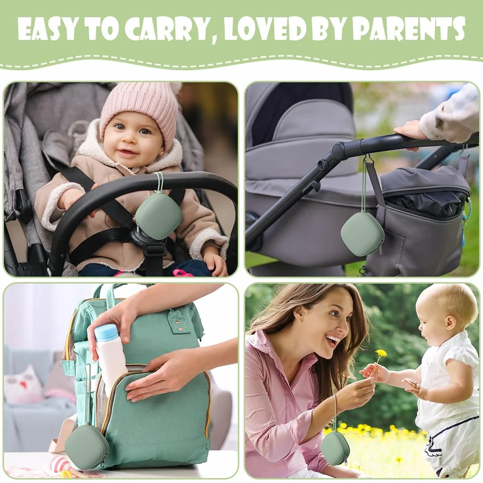 Boite a Sucette Bebe en Silicone Impermeable Sans BPA pour Voyage (Vert)