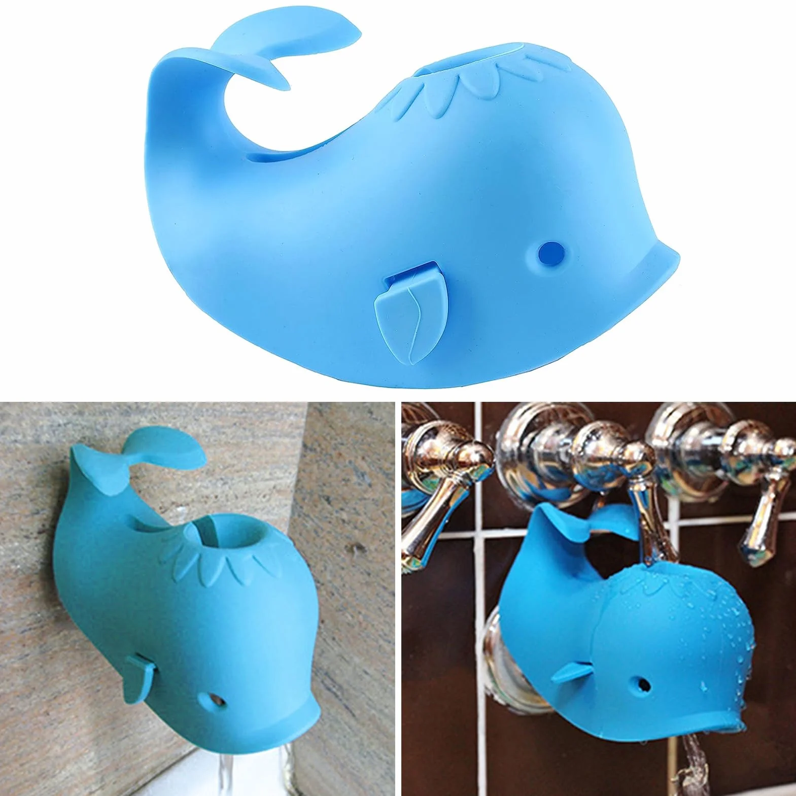 Couvercle de Robinet de Baignoire en Silicone Baleine Bleu pour Bébé