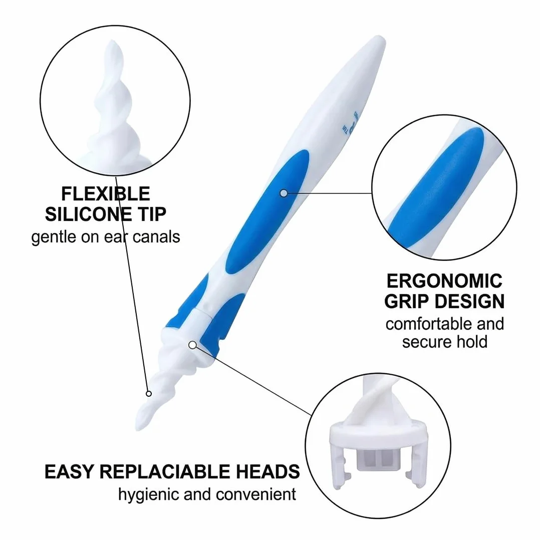 Kit de nettoyage d'oreille en silicone à spirale 360° avec 20 têtes lavables