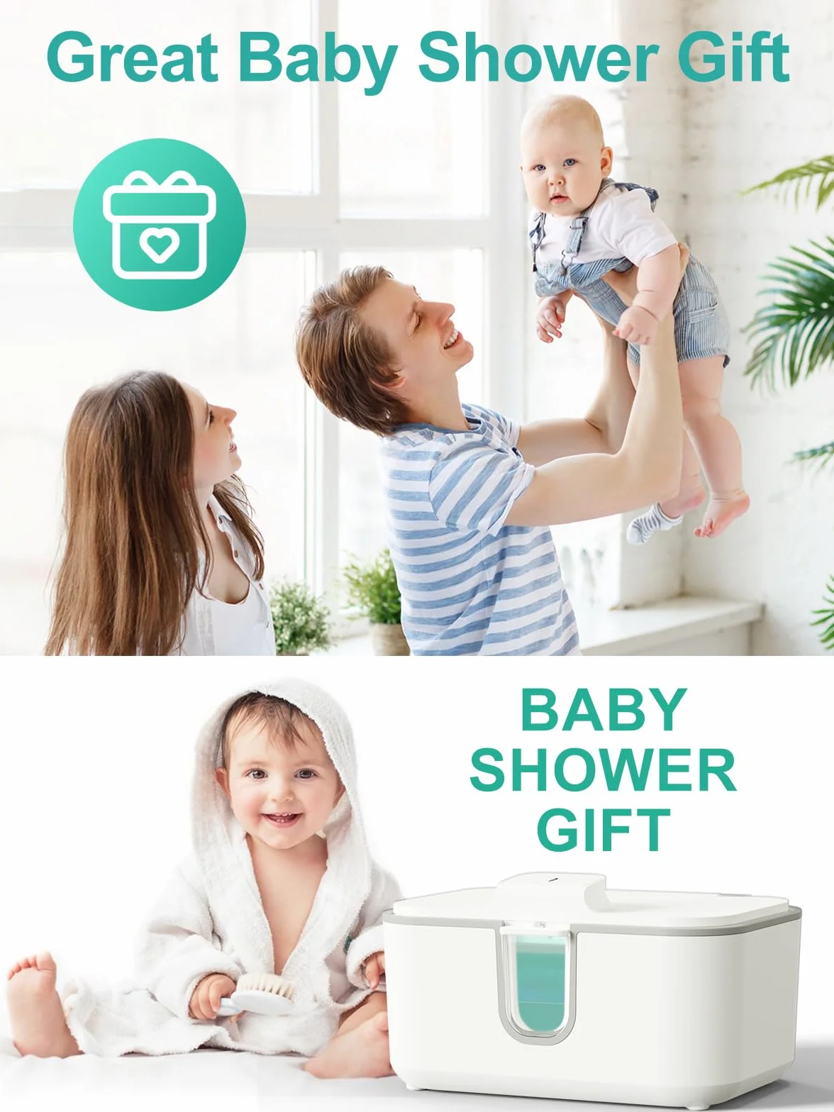 Chauffe-lingettes bébé distributeur grande capacité chauffe-couches veilleuse blanc