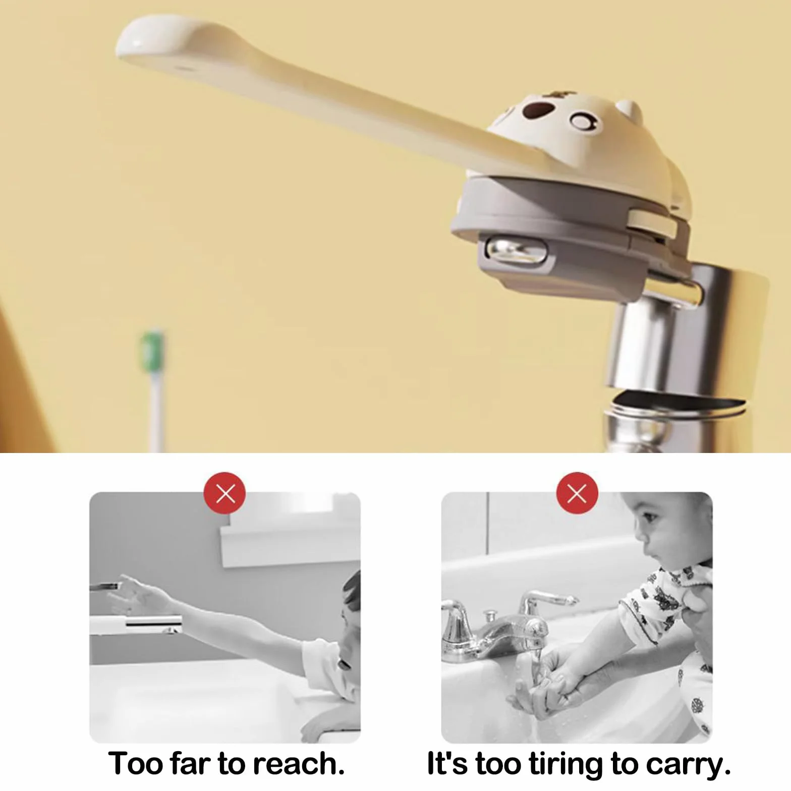 Extension De Poignée De Robinet Pour Enfants, Ensemble D'Extension De Poignée D'Évier (Blanc)