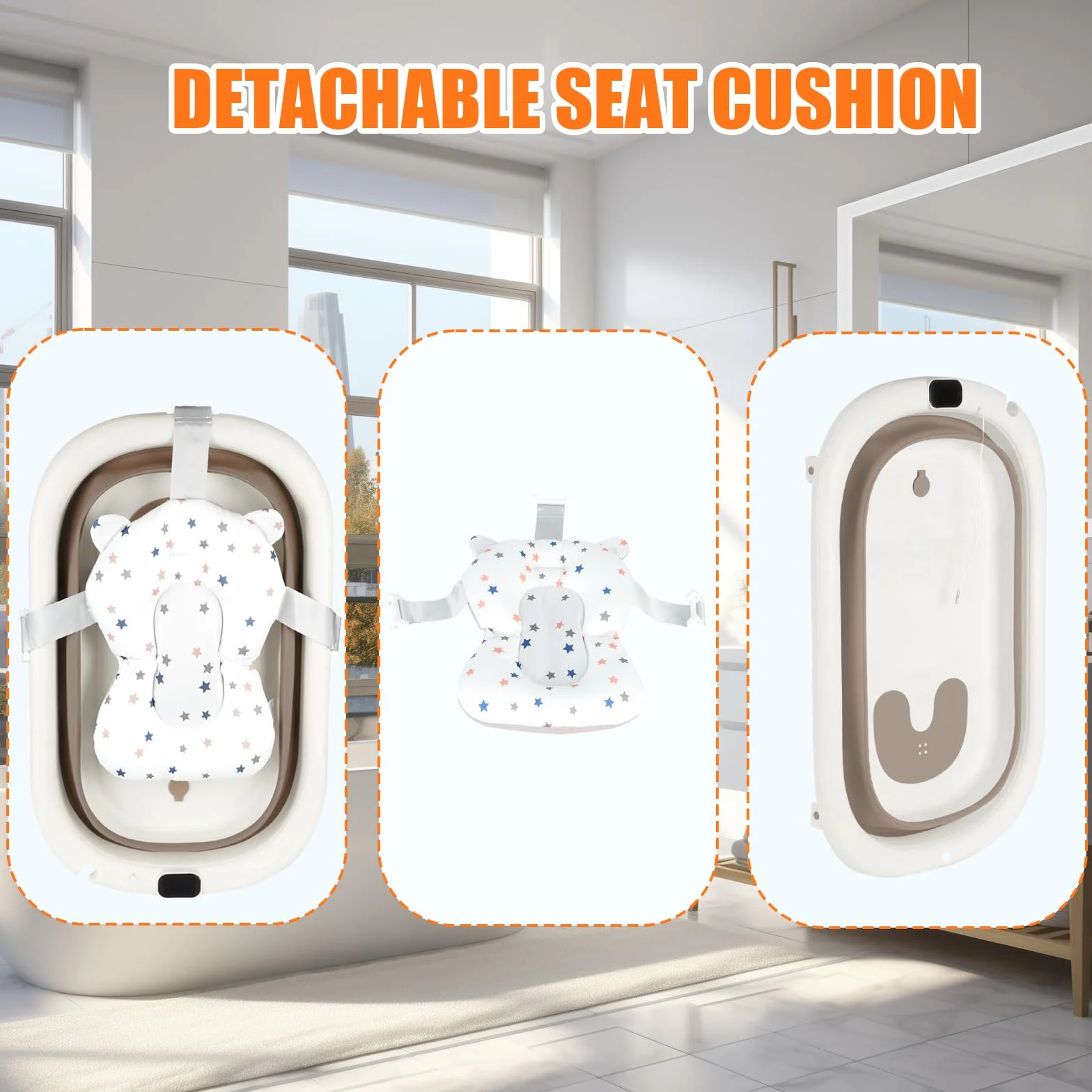 Baignoire Enfants Pliable XXL avec Transat de Bain et Thermomètre Intégré Baignoire Sur Pied Cadeau Naissance
