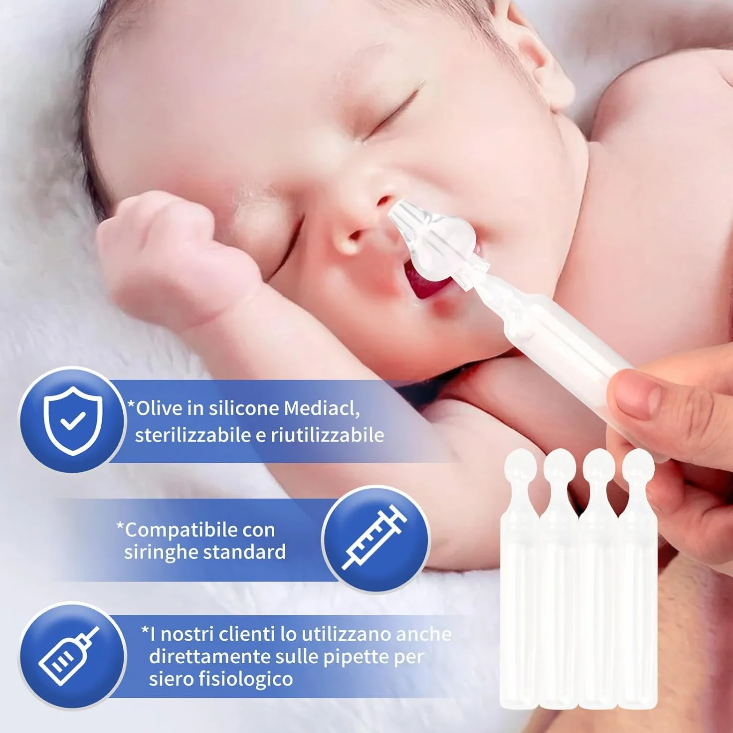 Lot de 16 Embout Seringue Nasale Bébé Mouche Bébé Blanc 16 Pièces + 1 Brosse