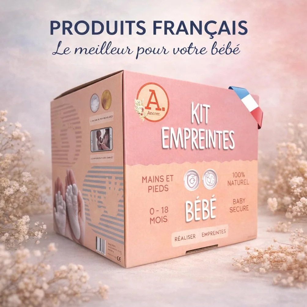 Kit de Moulage Bébé ANCRER® 4 Empreintes Mains Pieds Fille Garçon Contenants Réutilisables Cadeau Naissance