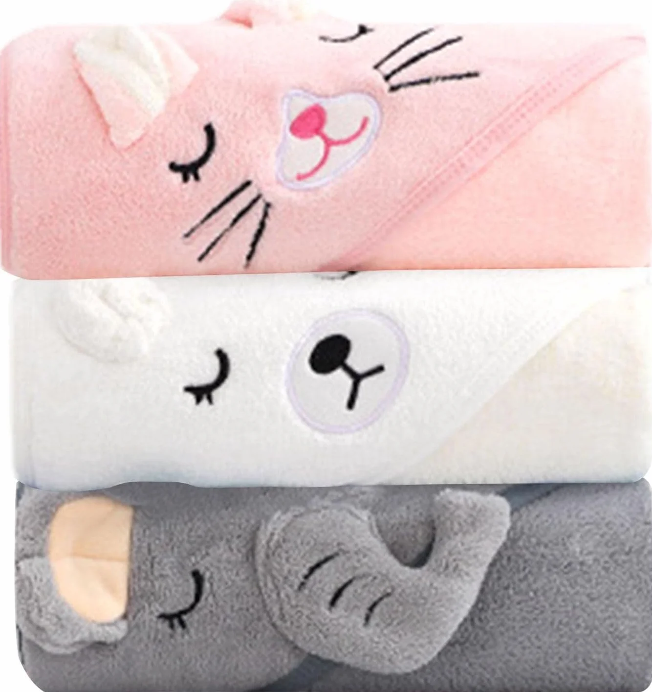 Serviette de Bain Bébé Capuche Extra Douce Absorbante Lot de 3 Cadeau Naissance