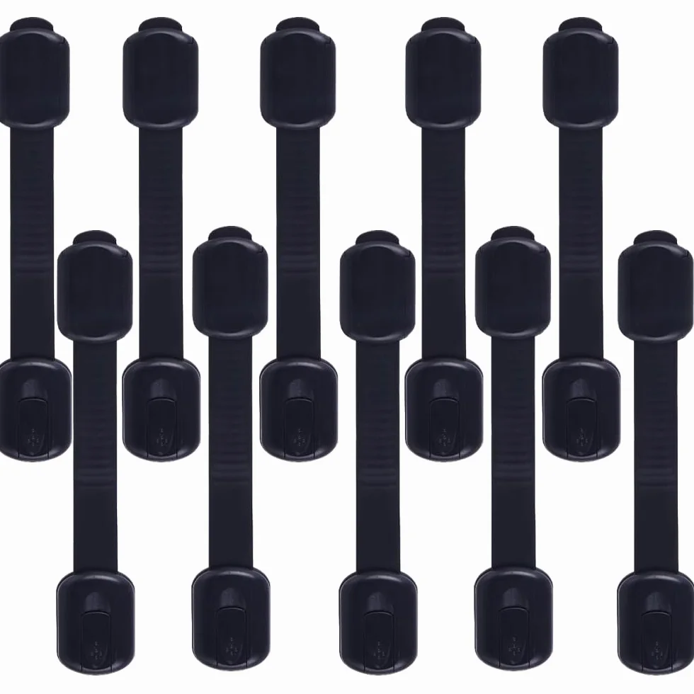 Sangles de sécurité enfant pour placard, porte - Sécurité bébé (noir) Lot de 10