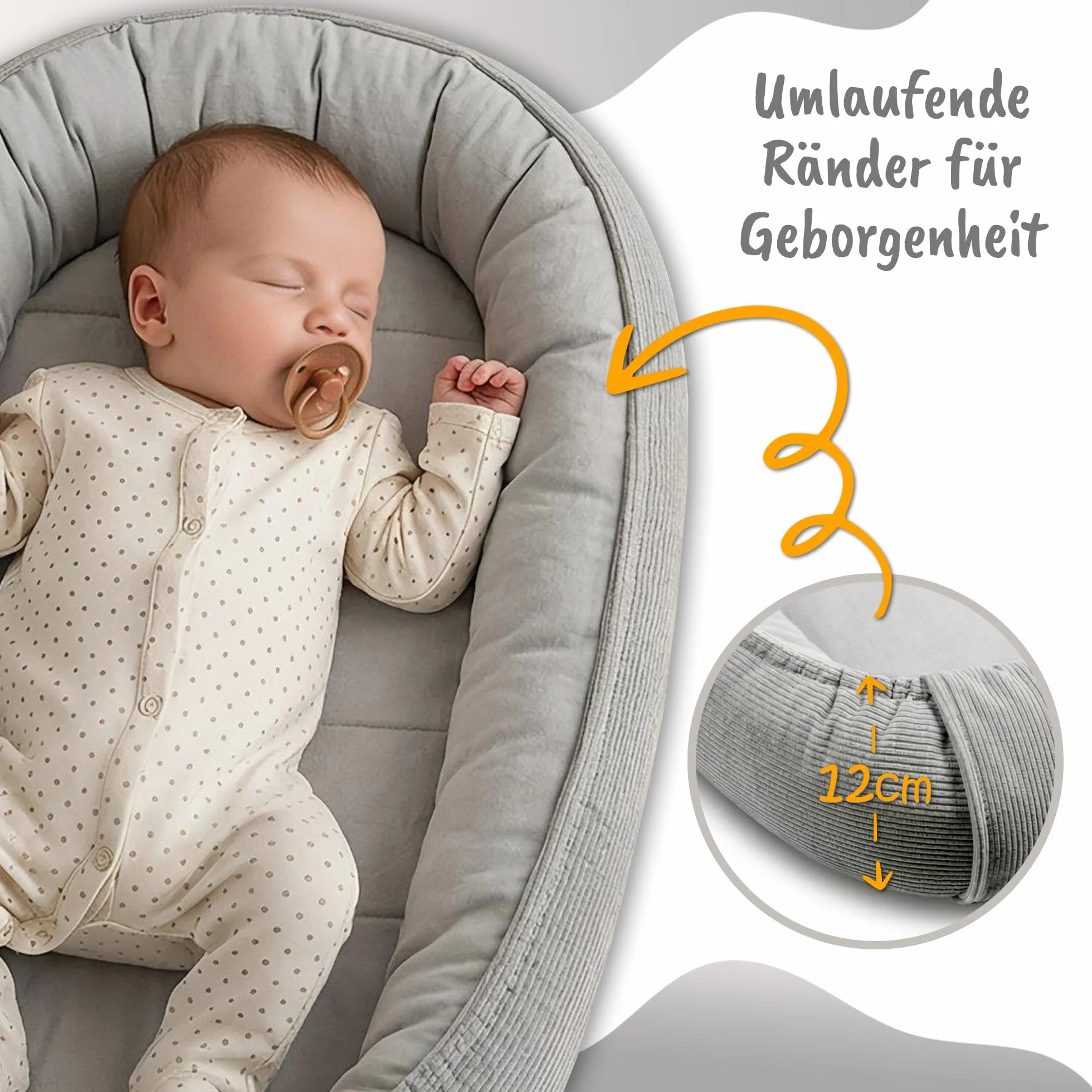 Totsy Baby Couffin Cocon Nid Bébé Réducteur de Lit Babynest Portable Beige Velours côtelé