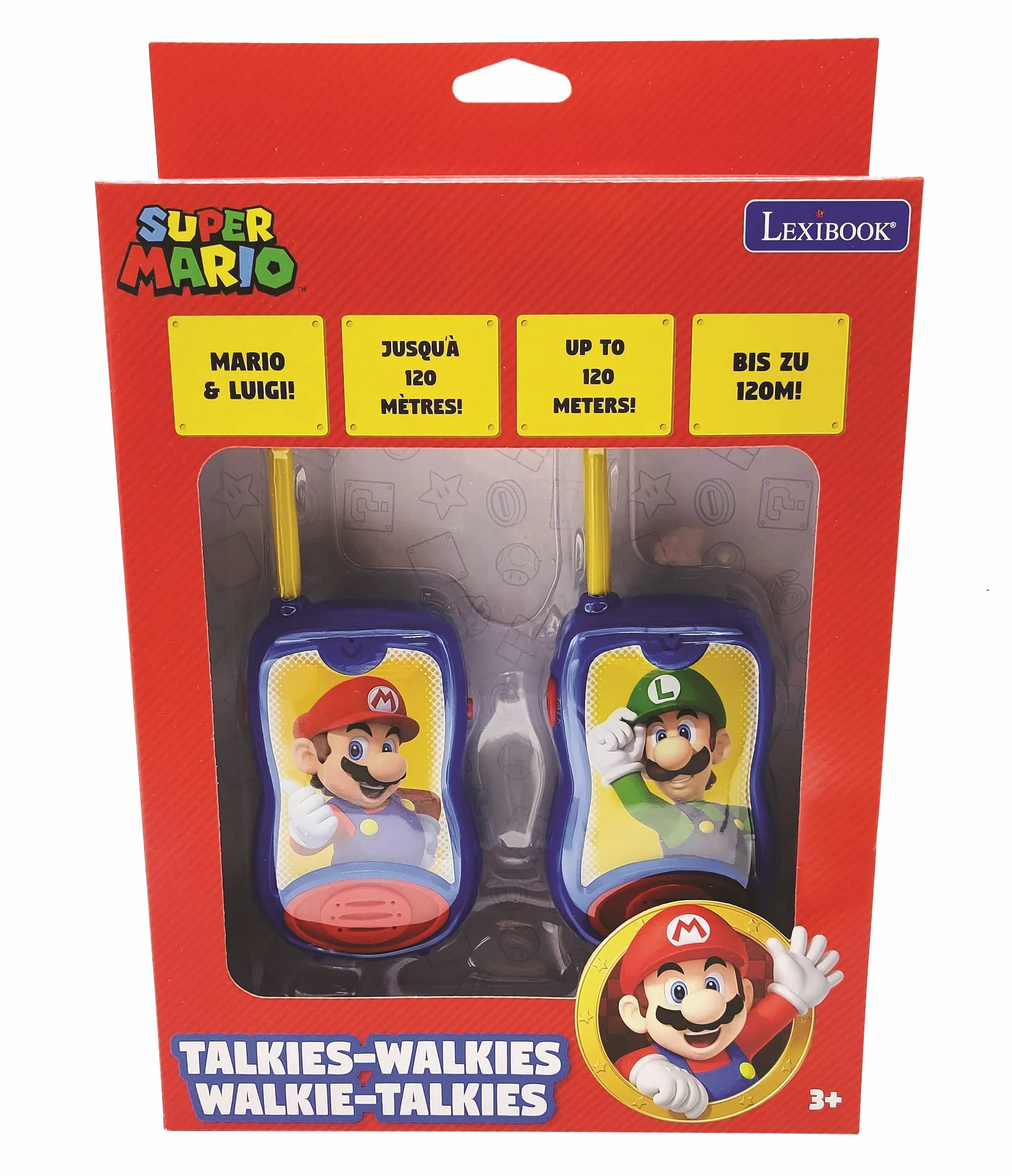 Lexibook Super Mario Talkies-Walkies 200m Jeu Communication Enfant 2 canaux Bleu Rouge TW12NI