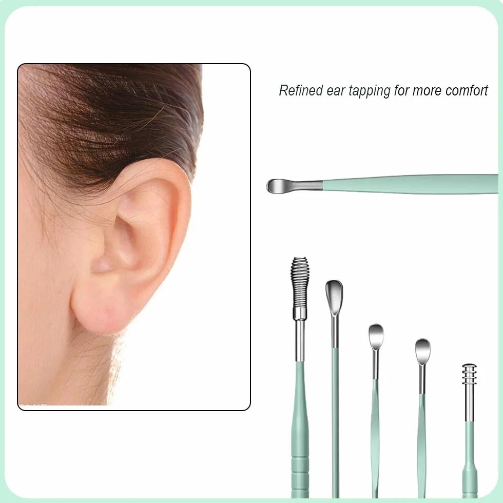 Nettoyeur D'oreille en Acier Inoxydable 6 Pcs Kit Portable