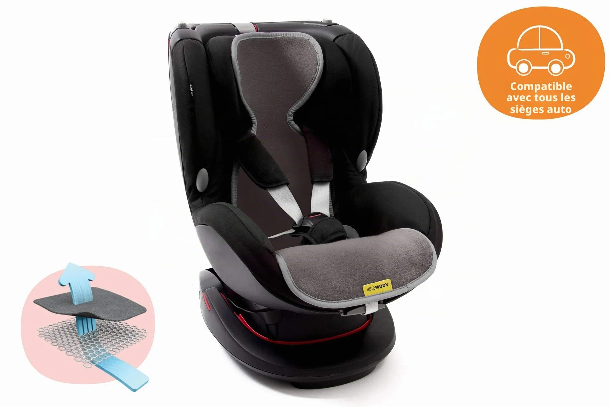 AeroMoov Assise Air Layer Siège-Auto Coton Bio Groupe 1 Anthracite