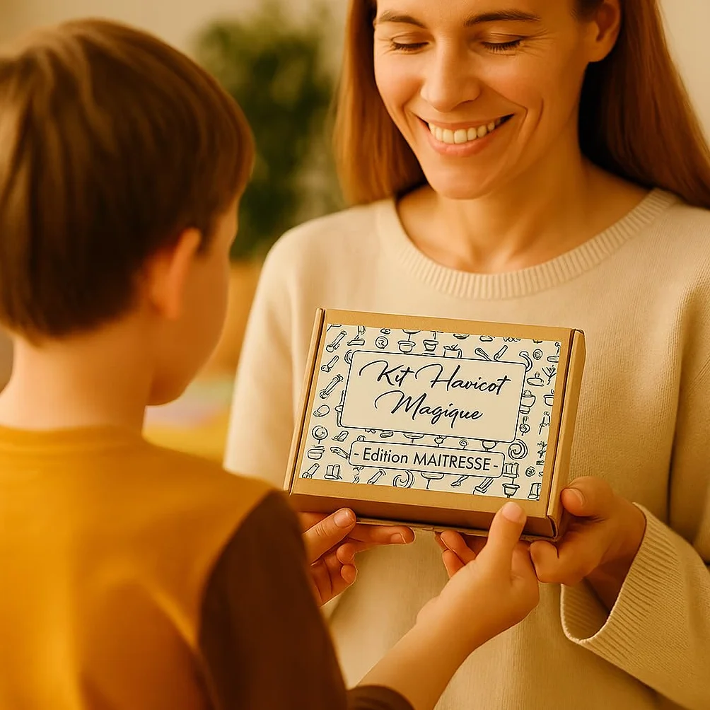 Kit Haricot Magique à Planter Message Gravé MERCI – Cadeau Remerciement Maîtresse Fin d'Année Scolaire