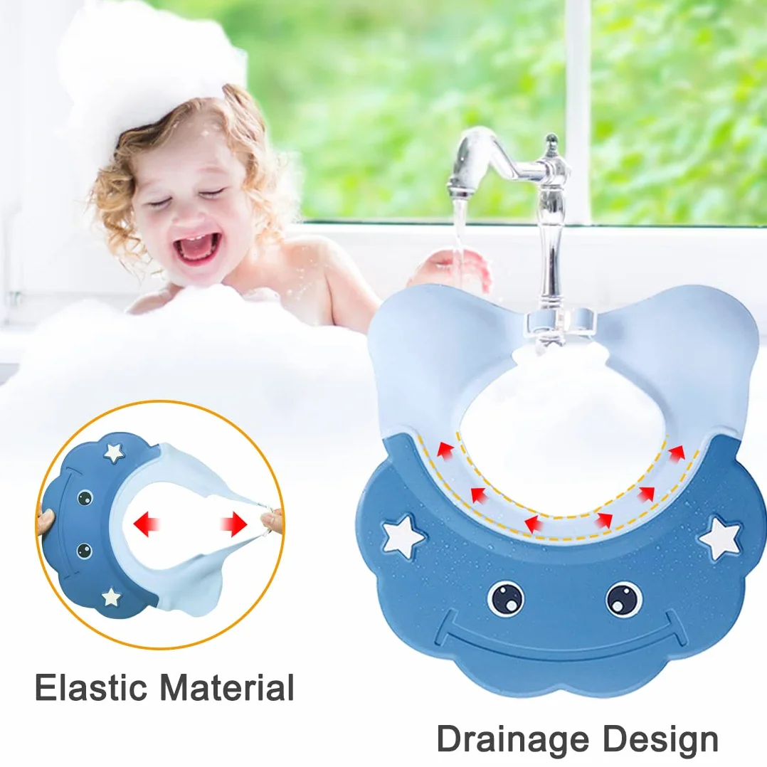 Enfants Shampoing Chapeau Réglable Bonnet de Douche Bébé Visière Bain Casquette Protection Yeux Oreilles Visage