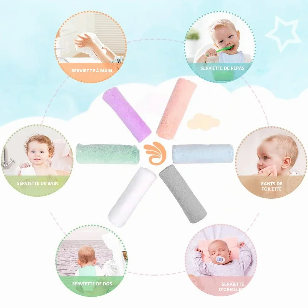 Serviettes de bain bébé microfibre polaire corail 50 pièces 17,8 x 22,9 cm