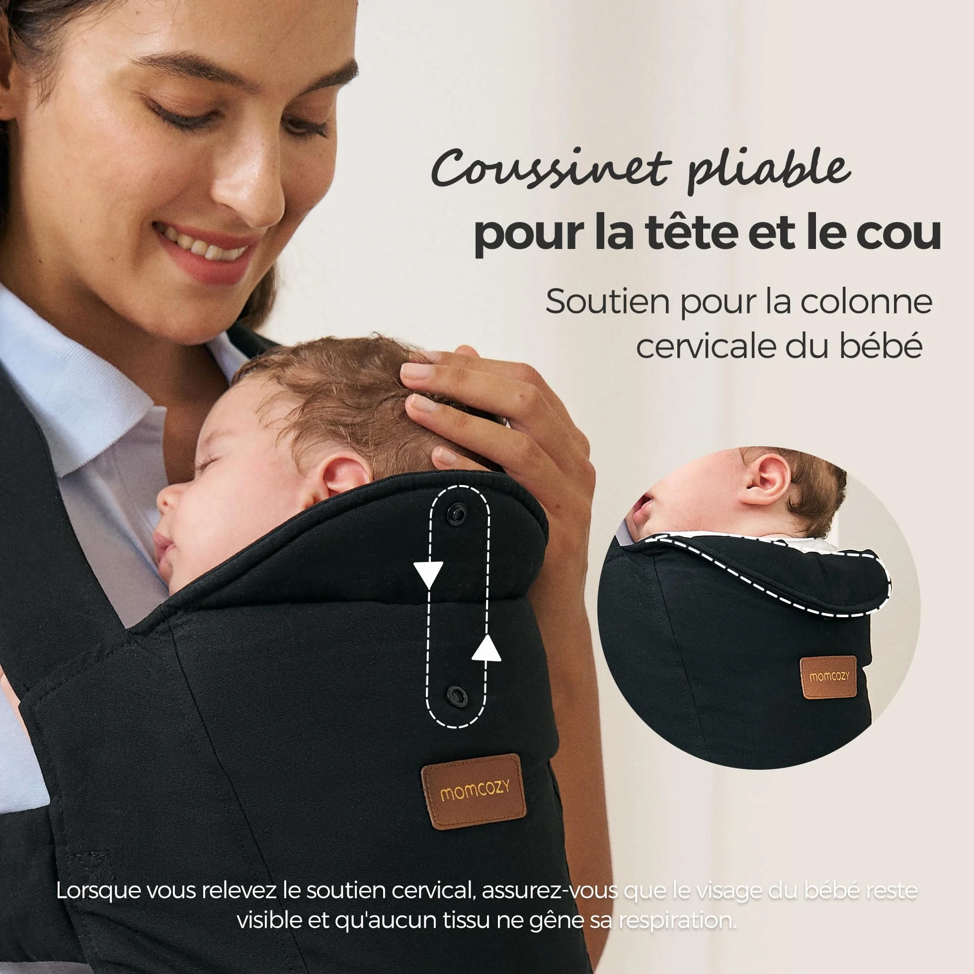 Momcozy Porte-bébé nouveau-né dès la naissance 3-11 kg Noir