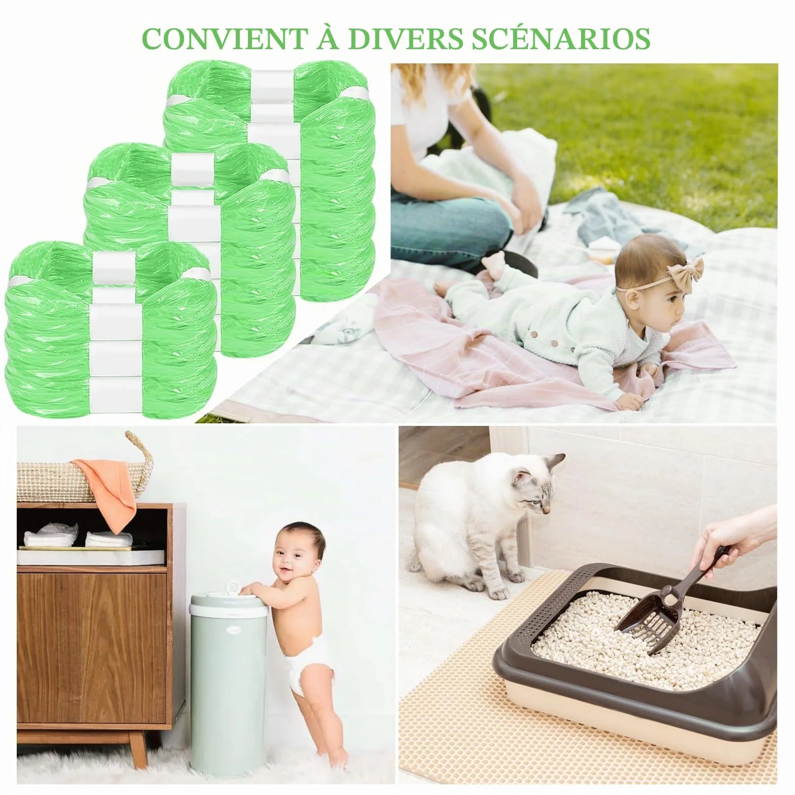 GIBOHOM Lot de 12 Recharge Poubelle à Couches, Antibactérien Anti-odeurs Compatible Tommee Tippee