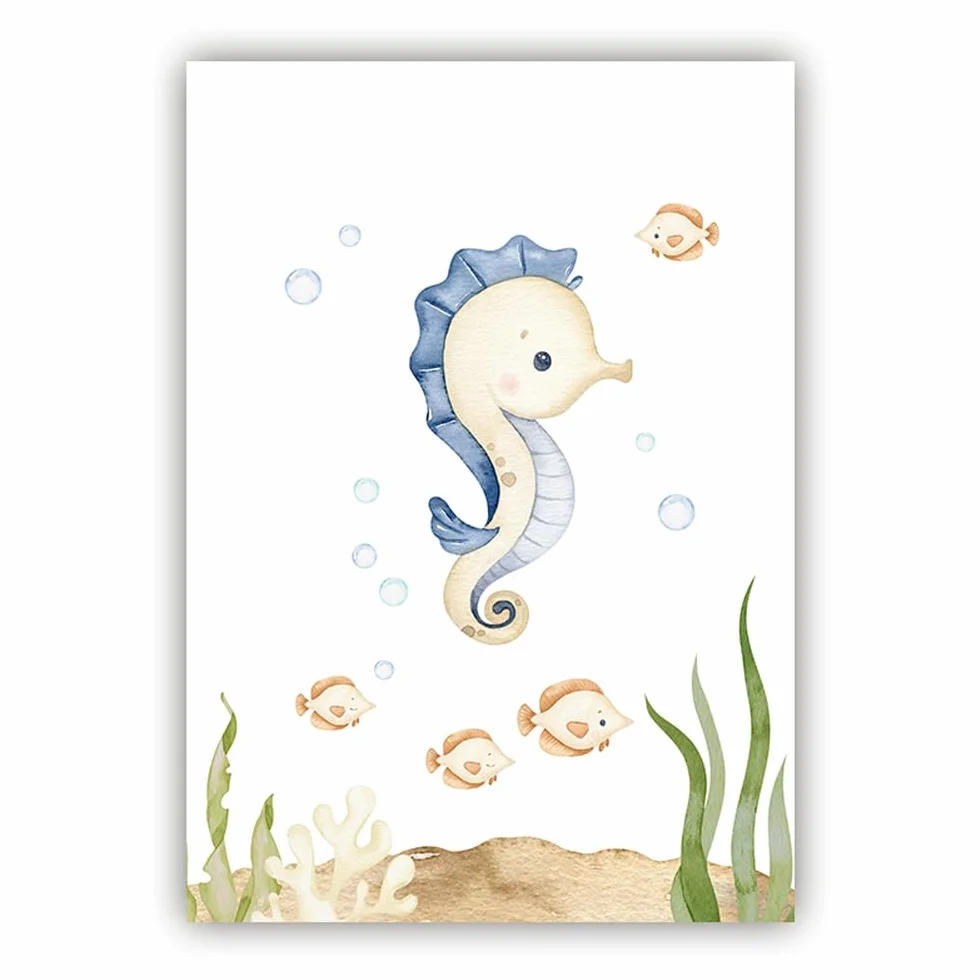 Plakat Zwierzęta Morskie dla Dzieci 21x30 cm Dekoracja Ściany