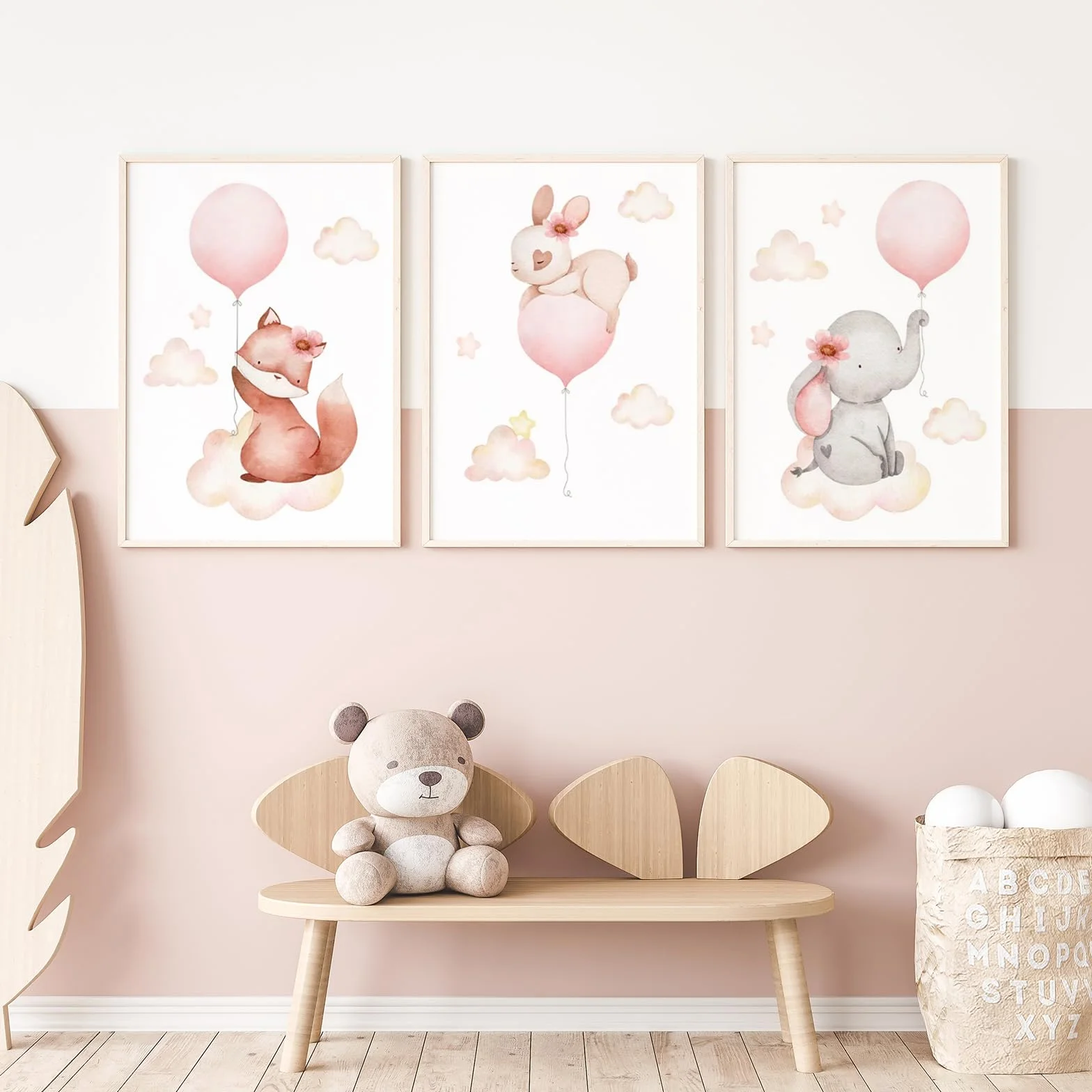Zamety 3 Pièces Affiches Animaux Chambre Bebe A4 Tableau Enfant Poster 21 x 30 cm
