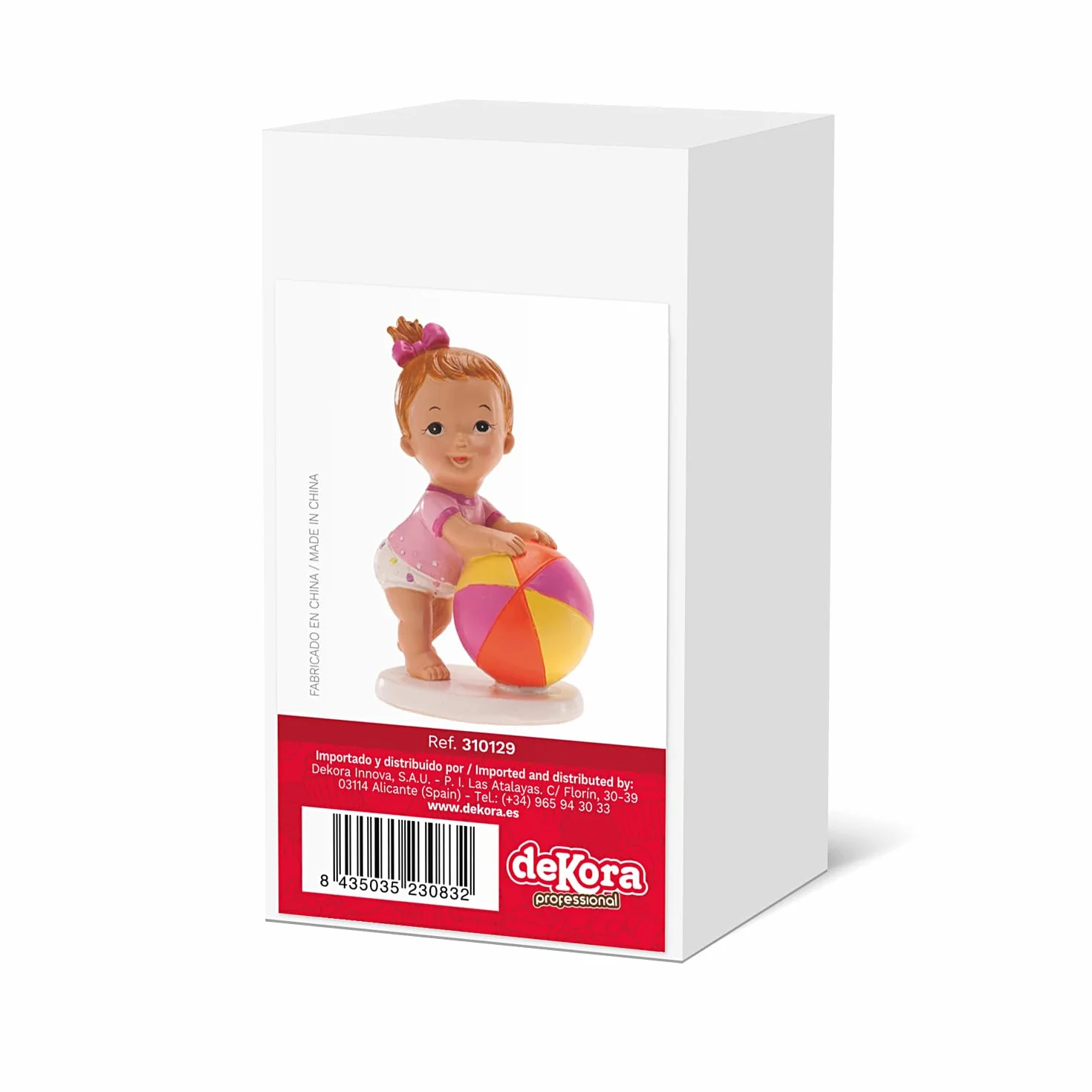 Figurine en résine Décoration Baptême Fille Bébé avec une Balle 11 x 7 cm Cake topper Apte au Contact Alimentaire