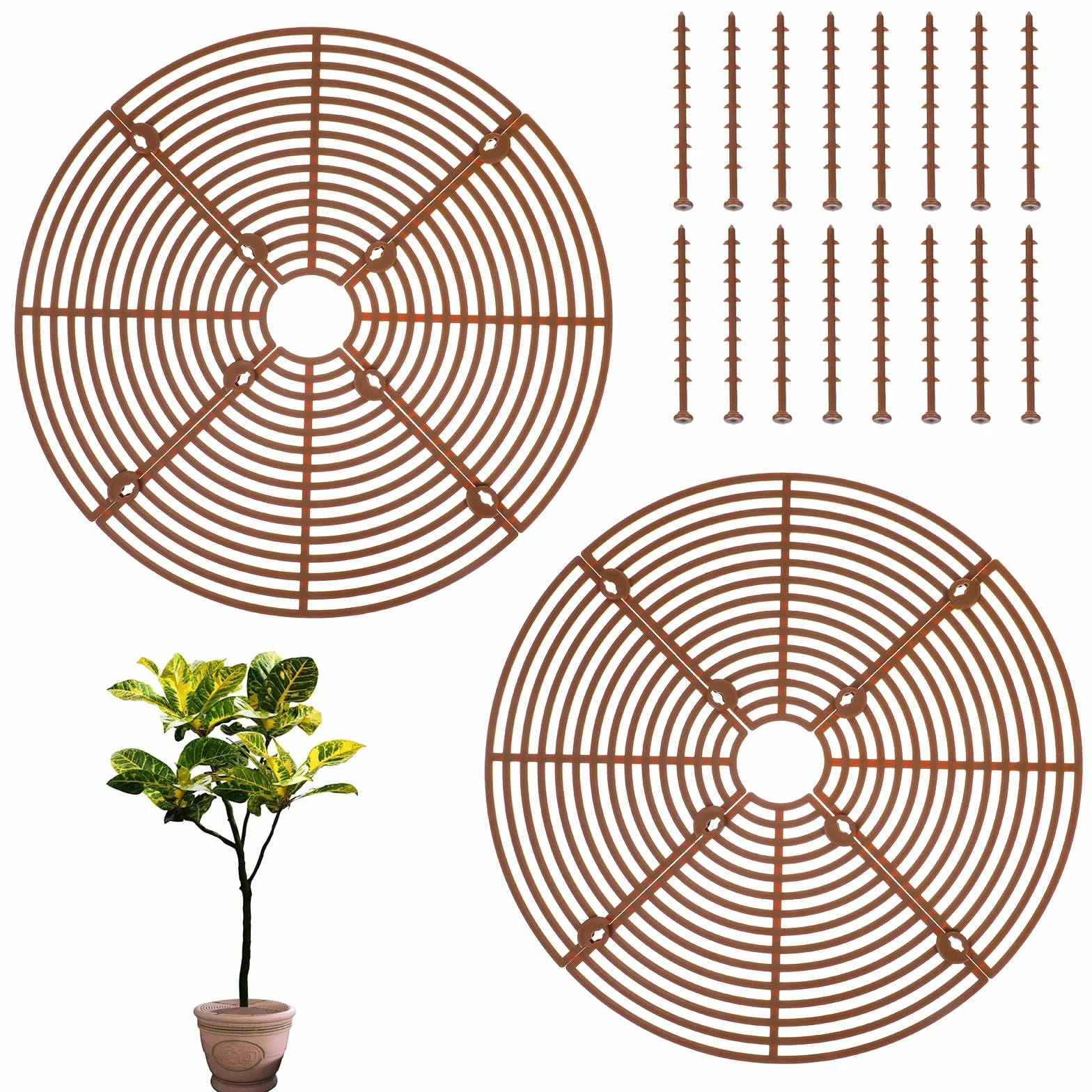 Lot de 2 grilles de protection pour pots de fleurs 21,2 cm rondes