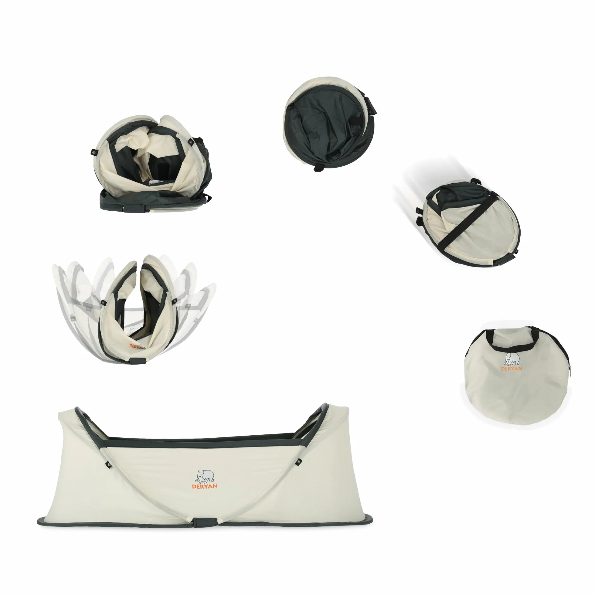 Deryan Infant Baby Crème Pop up Léger Compact Pliable Déplié en Seulement 2 Secondes avec Moustiquaire Sac de Transport, Twin