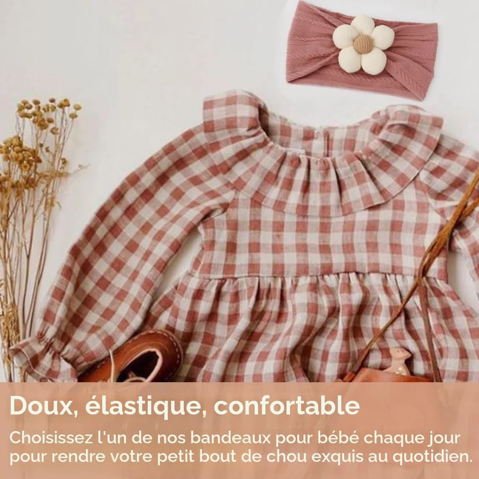 DRESHOW 3 Pièces Bandeaux Filles Fleurs Extensible Nylon Fait Main Cheveux Accessoires Nouveau-né