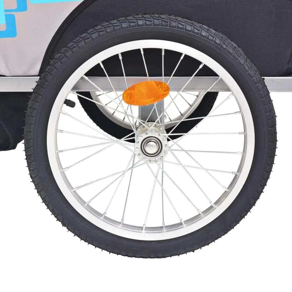SKM Remorque de vélo pour Enfants Gris et Bleu 30 kg, Weight:11.5 kg,91373