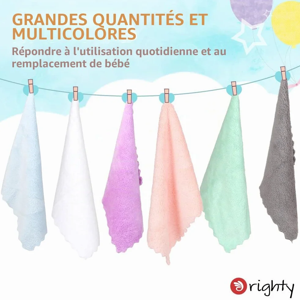Serviettes de bain bébé microfibre polaire corail 50 pièces 17,8 x 22,9 cm