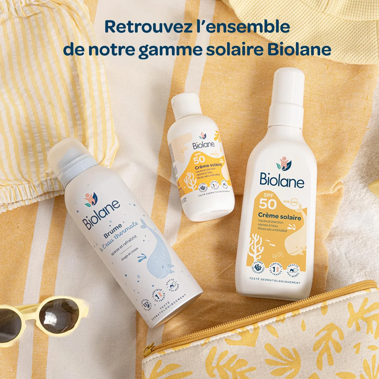 BIOLANE Crème Solaire Bébé SPF 50 100ML Haute Protection UVA UVB Résistant à l'eau Fabriquée en France