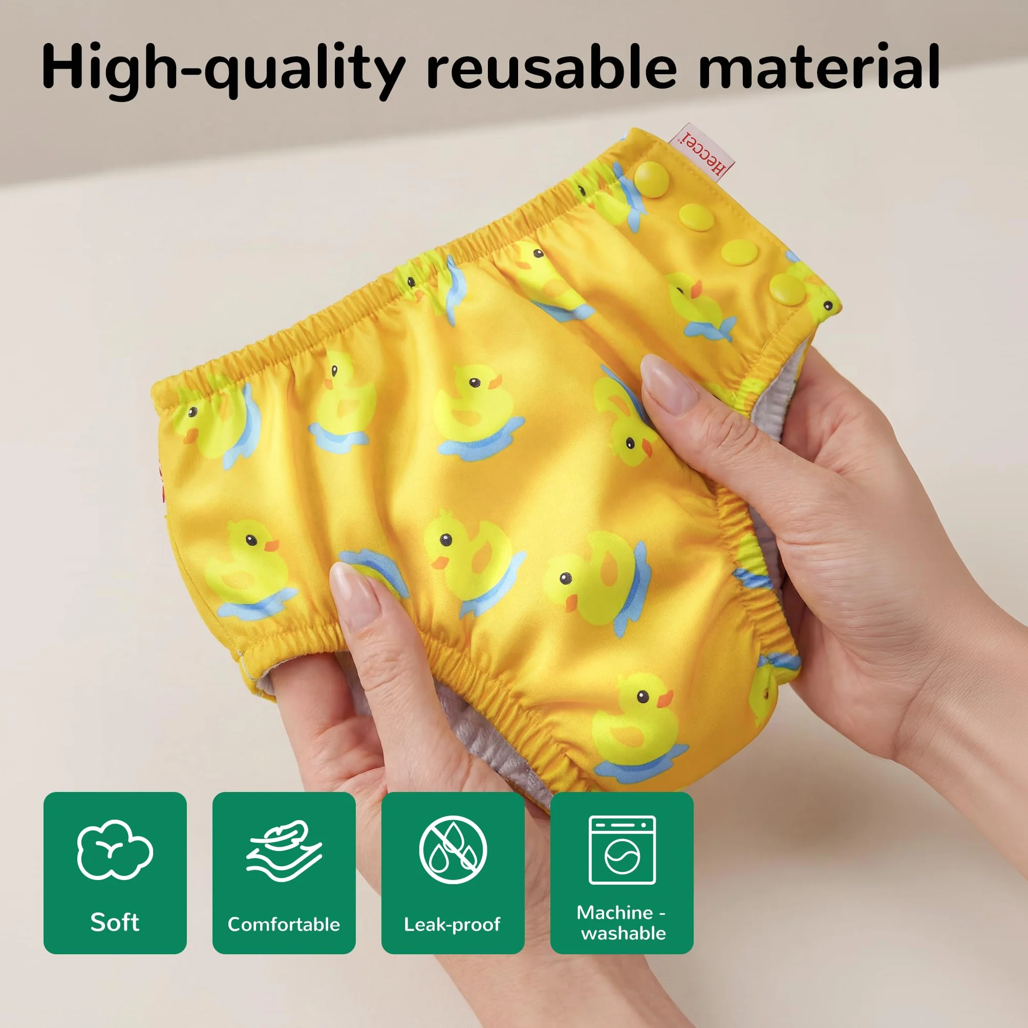 HECCEI Couche de bain réutilisable bébé taille réglable 18-24 mois motif canard