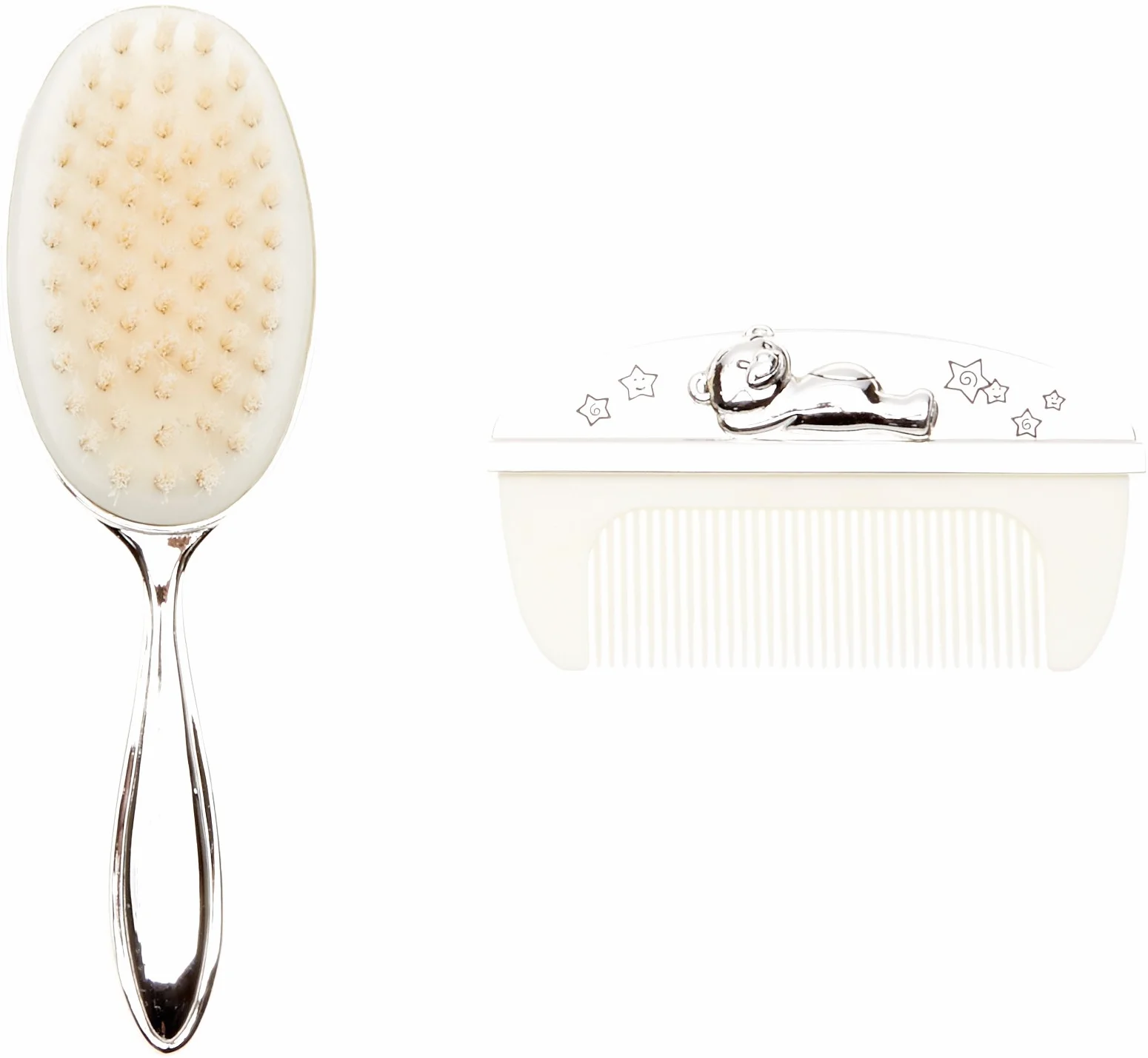 Widdop & Bingham Coffret Cadeau Naissance Baptême Set Brosse Peigne Plaqué Argent 16.2 cm