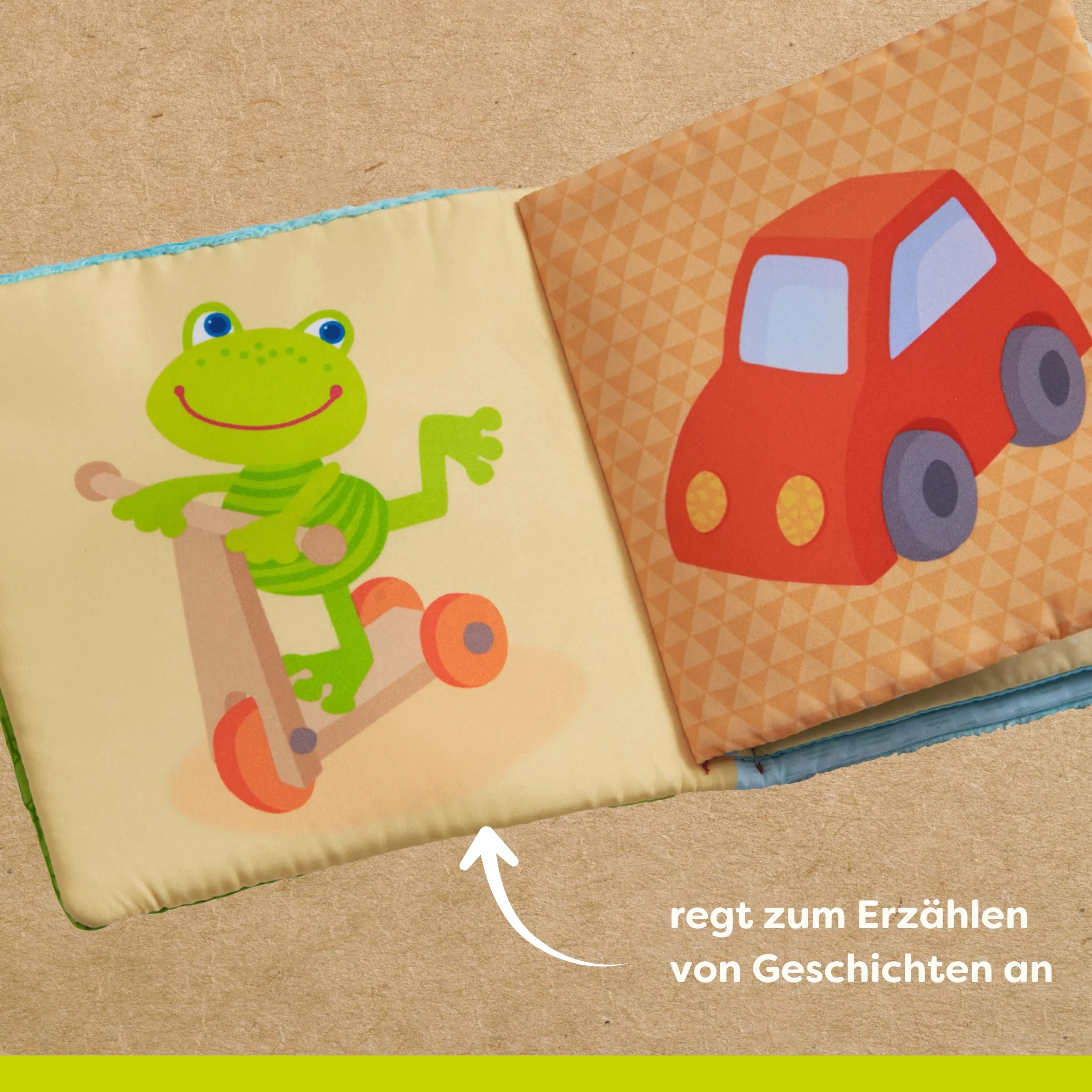 HABA Livre Grenouille Magique en Tissu avec Effets Miroir & Textures, Jeu Doux pour bébés dès 6 Mois