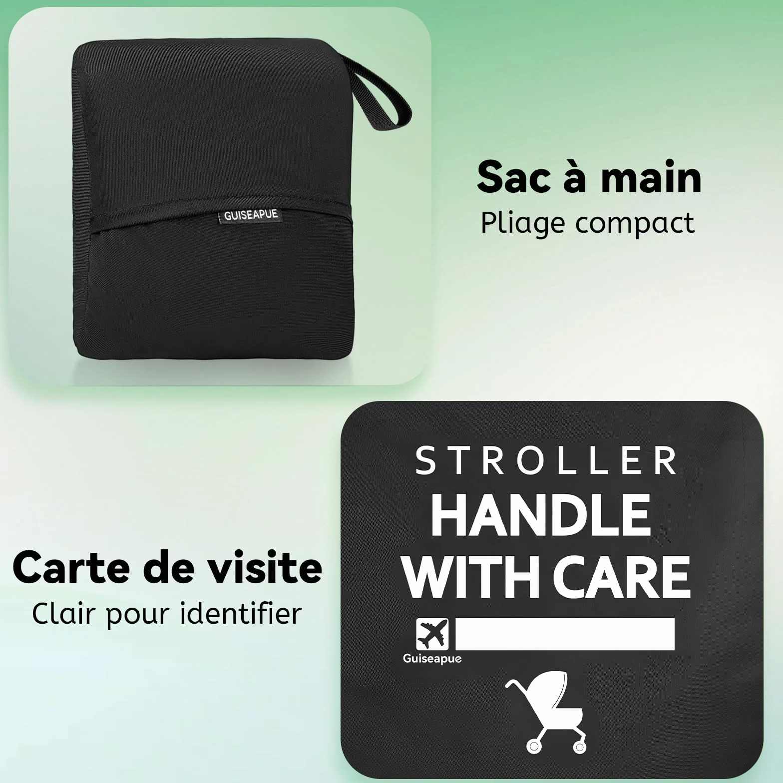Sac de Voyage pour Poussette Avion, Grand Housse Protection Poussette Vol, Noir