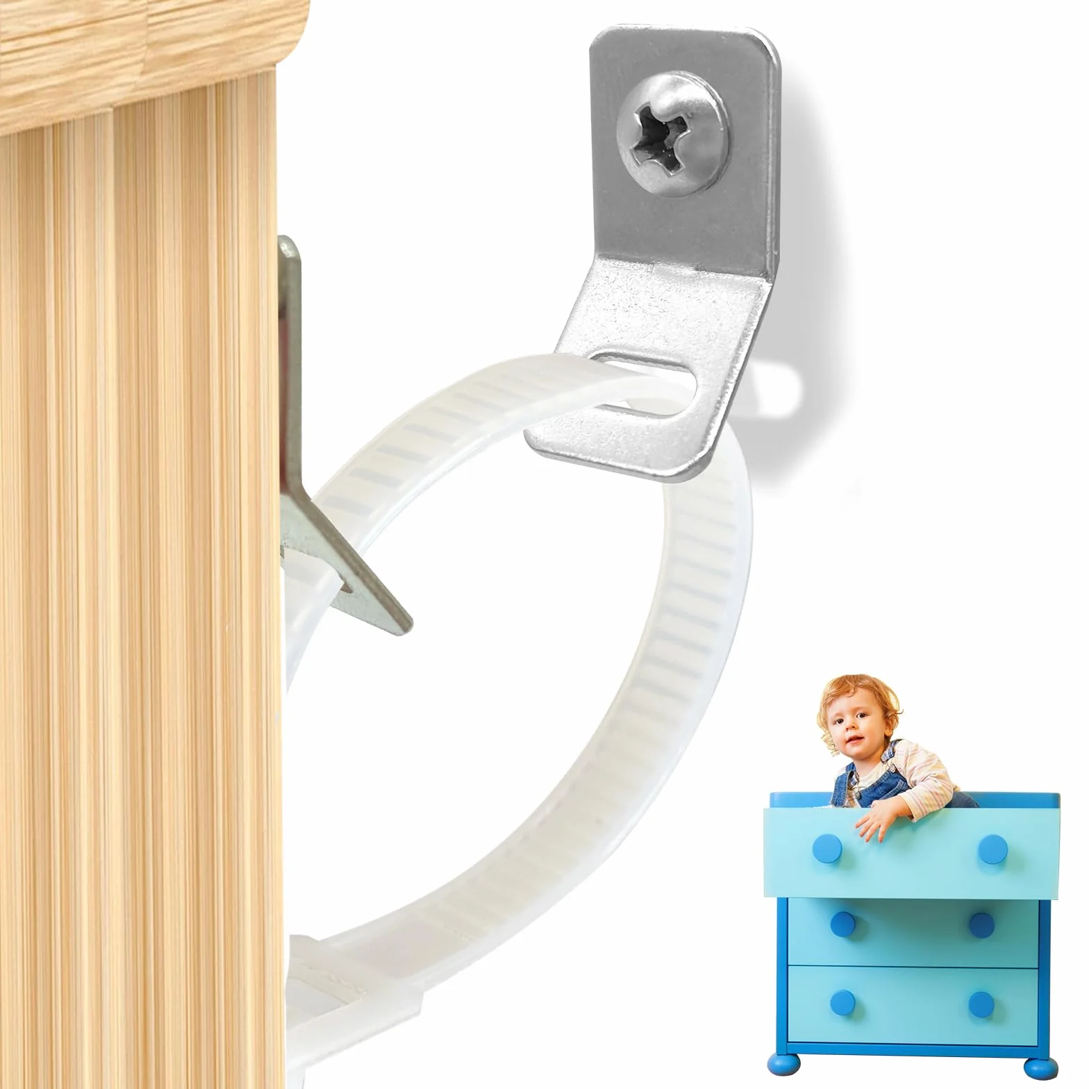 Kit de Protection Anti-basculement pour Meubles, 6 Sangles de Sécurité avec Ancrages Muraux