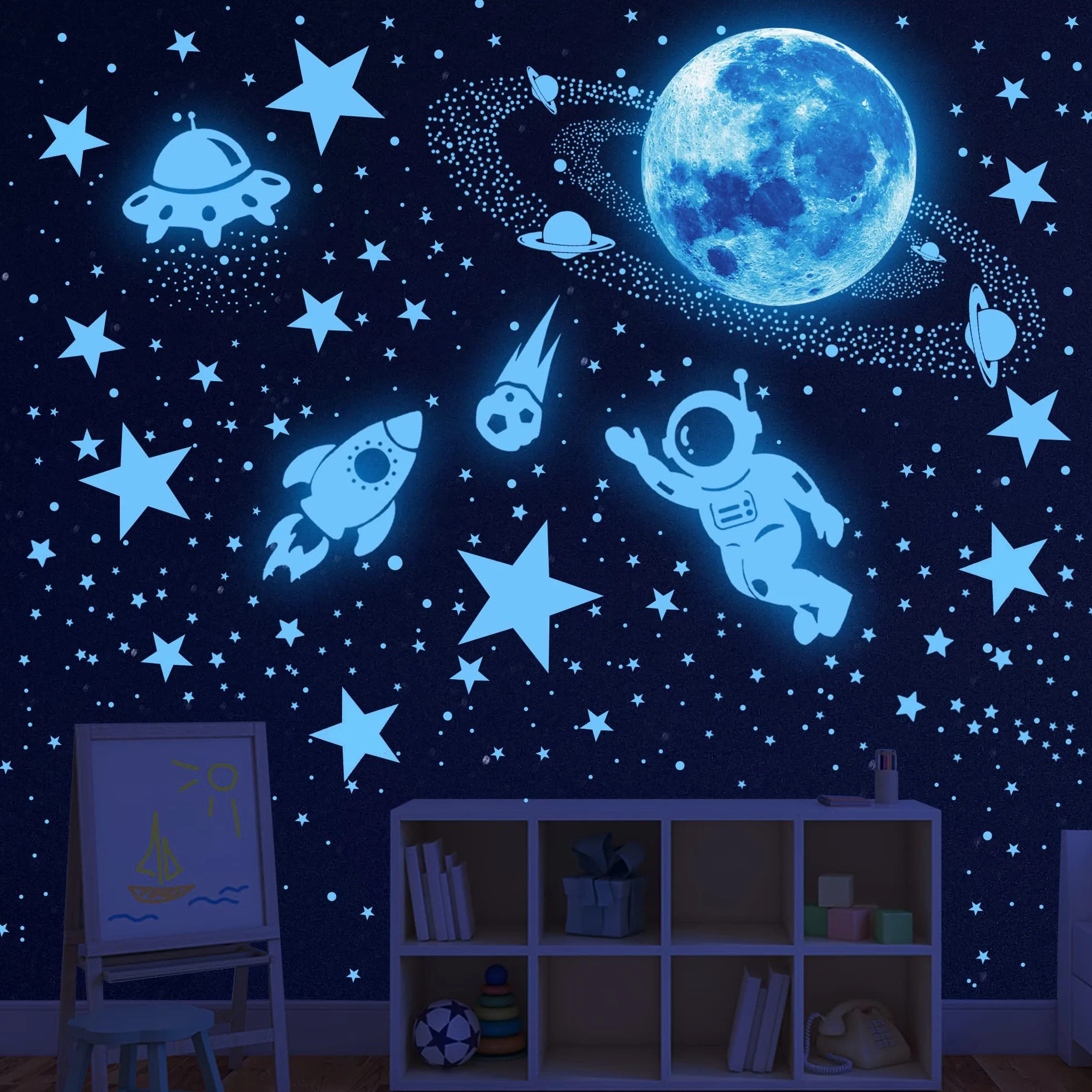 Autocollants Planètes Phosphorescentes 531 Pièces Stickers Muraux Décoration Chambre Enfants