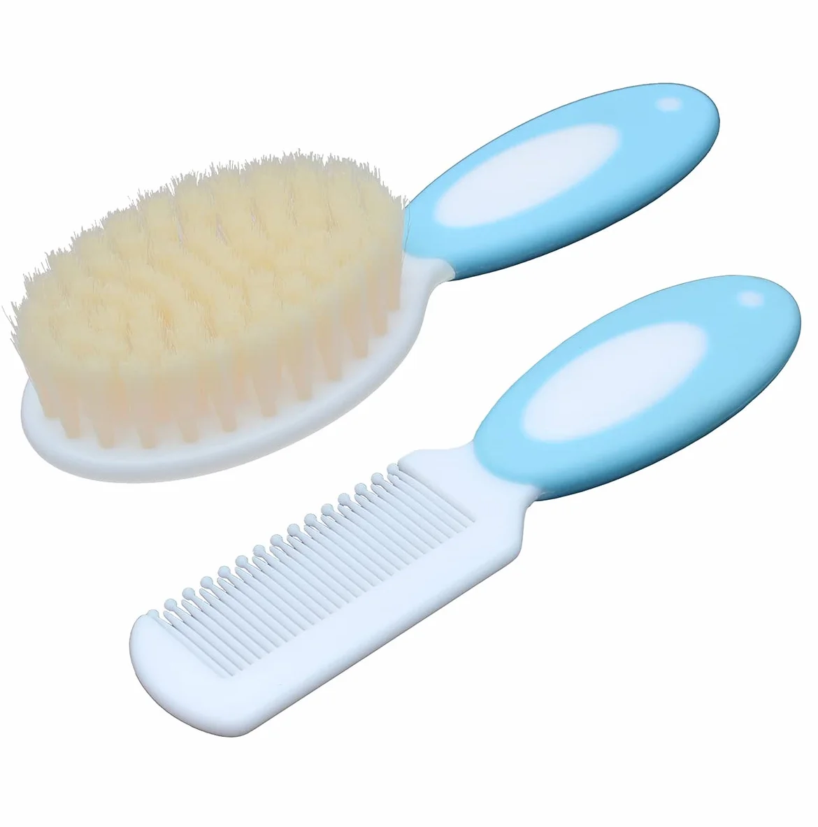 Brosse à cheveux bébé poils naturels doux peigne cadeau fête prénatale bleu