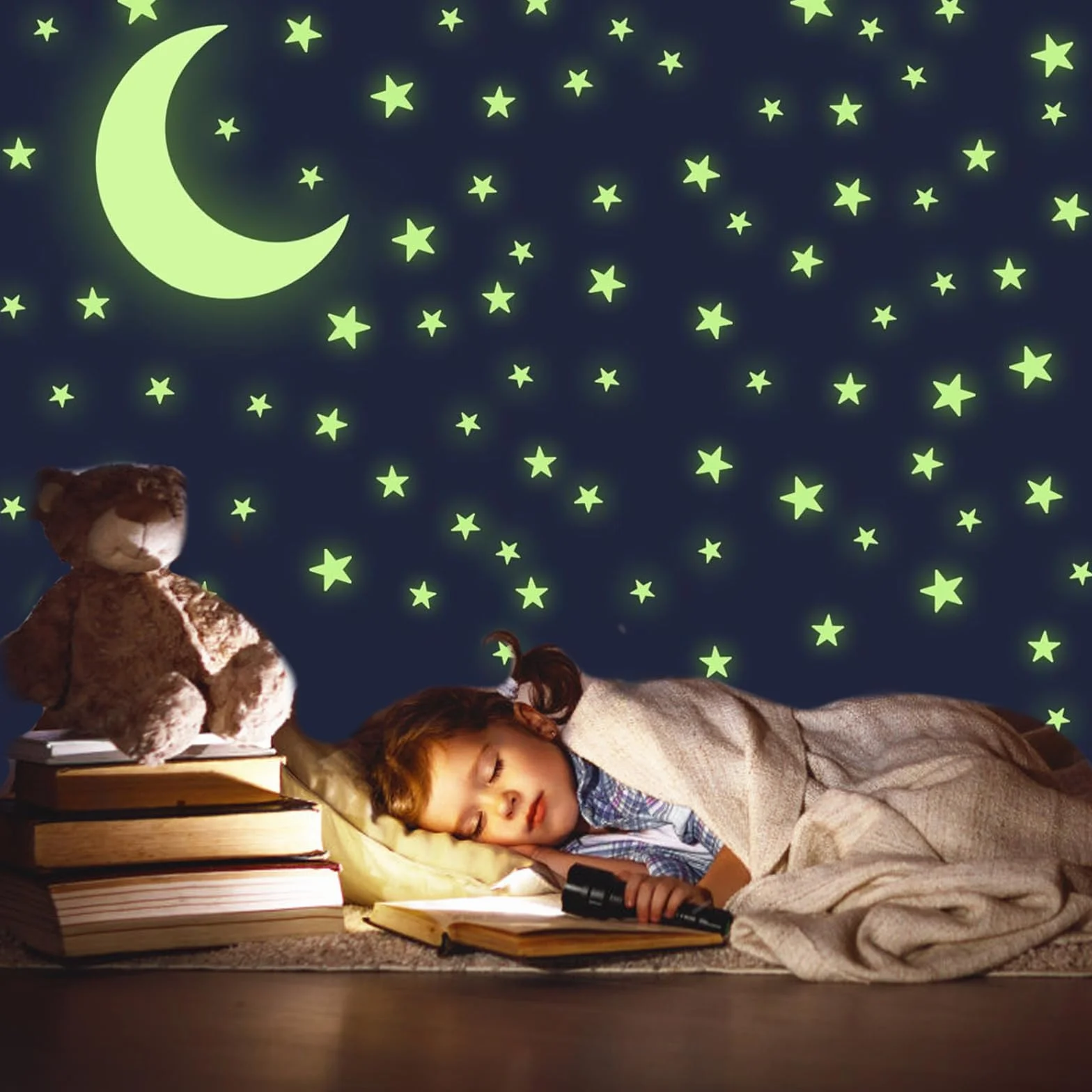 Autocollants Phosphorescent Étoiles et Lunes pour Chambre Enfant 462 Pcs Décoration Plafond