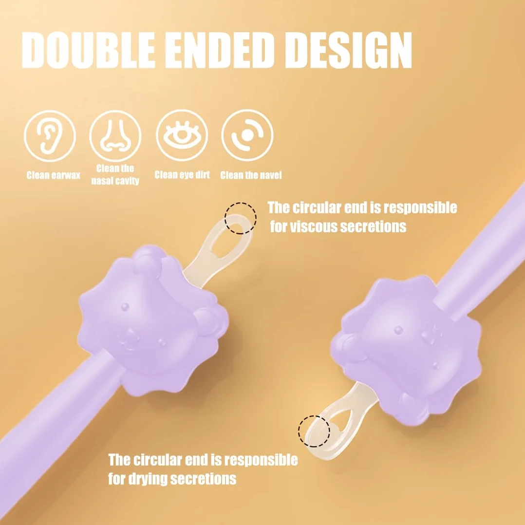 Gadget cure nez bébé 2pcs nettoyage nasales réutilisable cérumen Rose/Violet