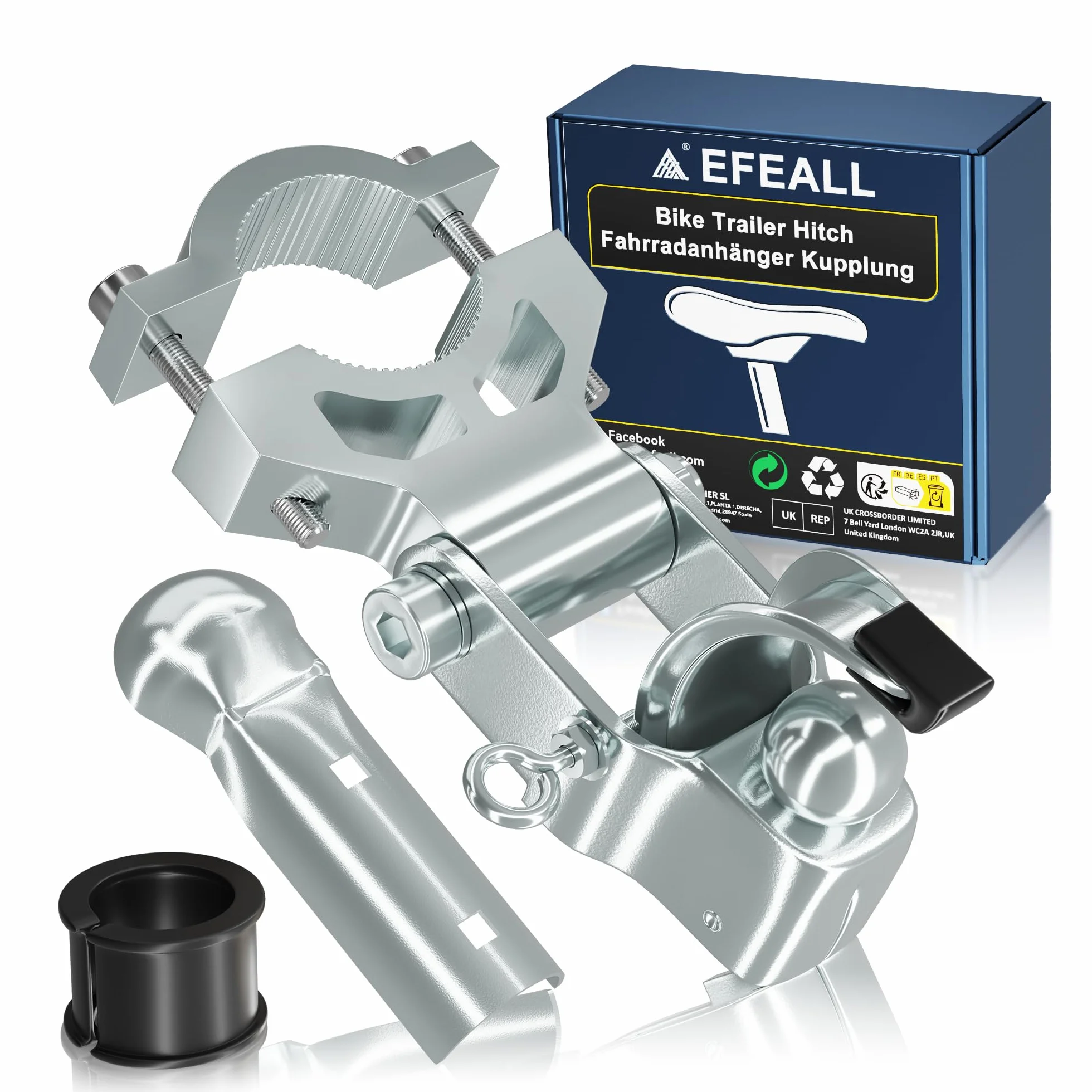 Robuste Attelage de Remorque de Vélo en Acier Galvanisé pour Tige de Selle 26-33 mm