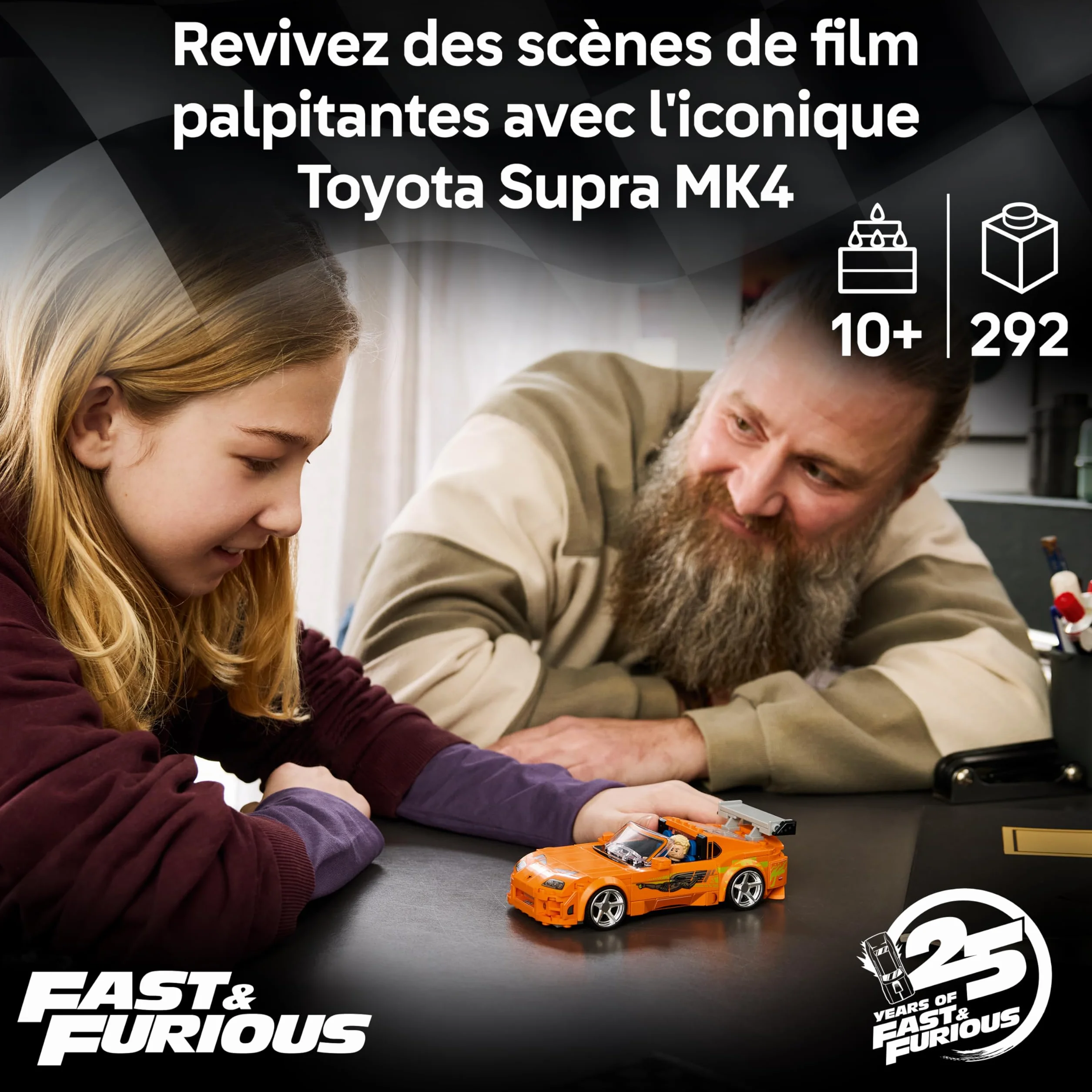 LEGO Speed Champions Toyota Supra MK4 Fast and Furious Voiture Maquette Minifigurine Brian O'Conner Cadeau STEM 10 Ans 77260